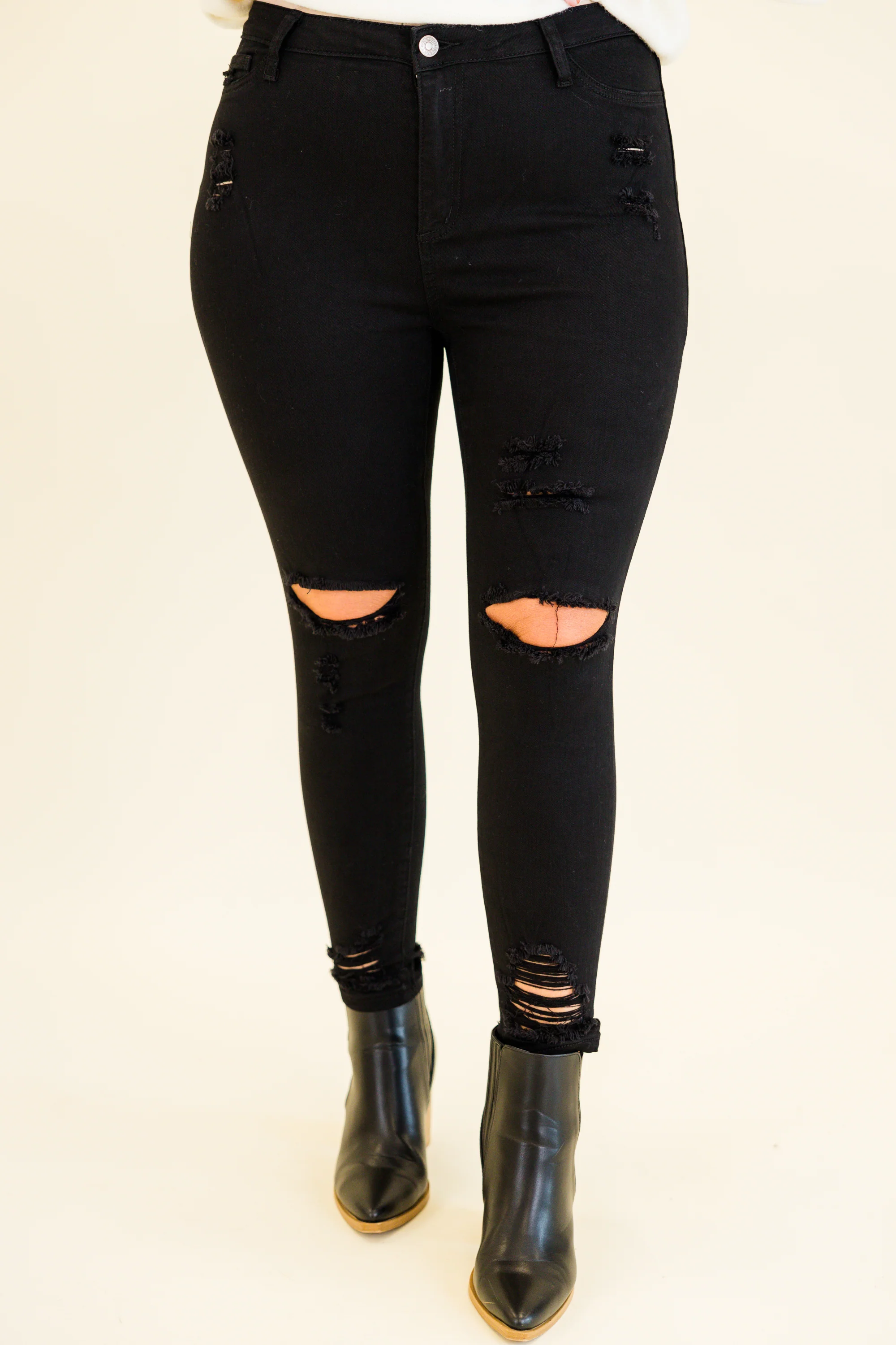 Blank Slate Skinny Jeans, Black - Weilaico