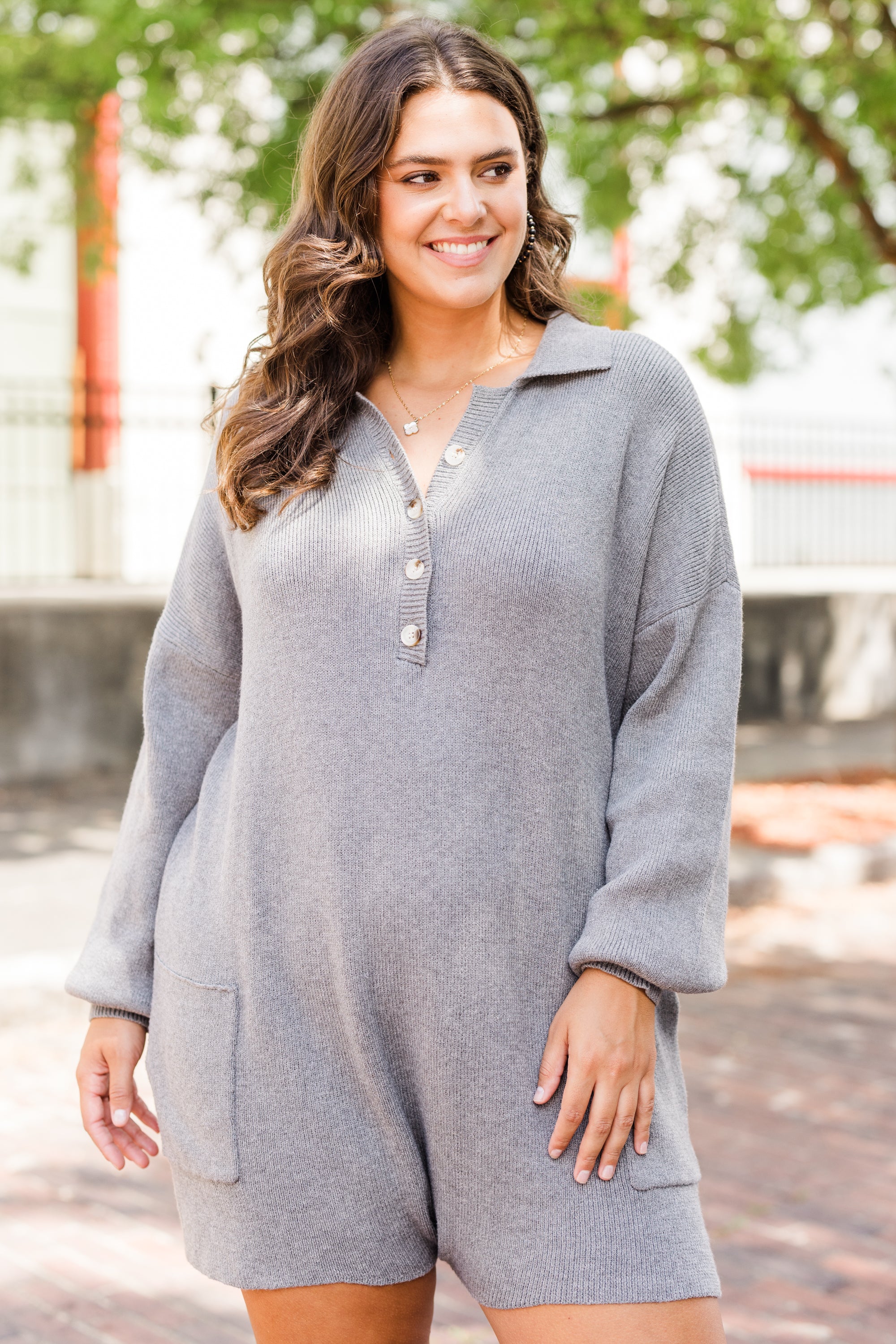 Last Few Nights Romper, Gray - Weilaico