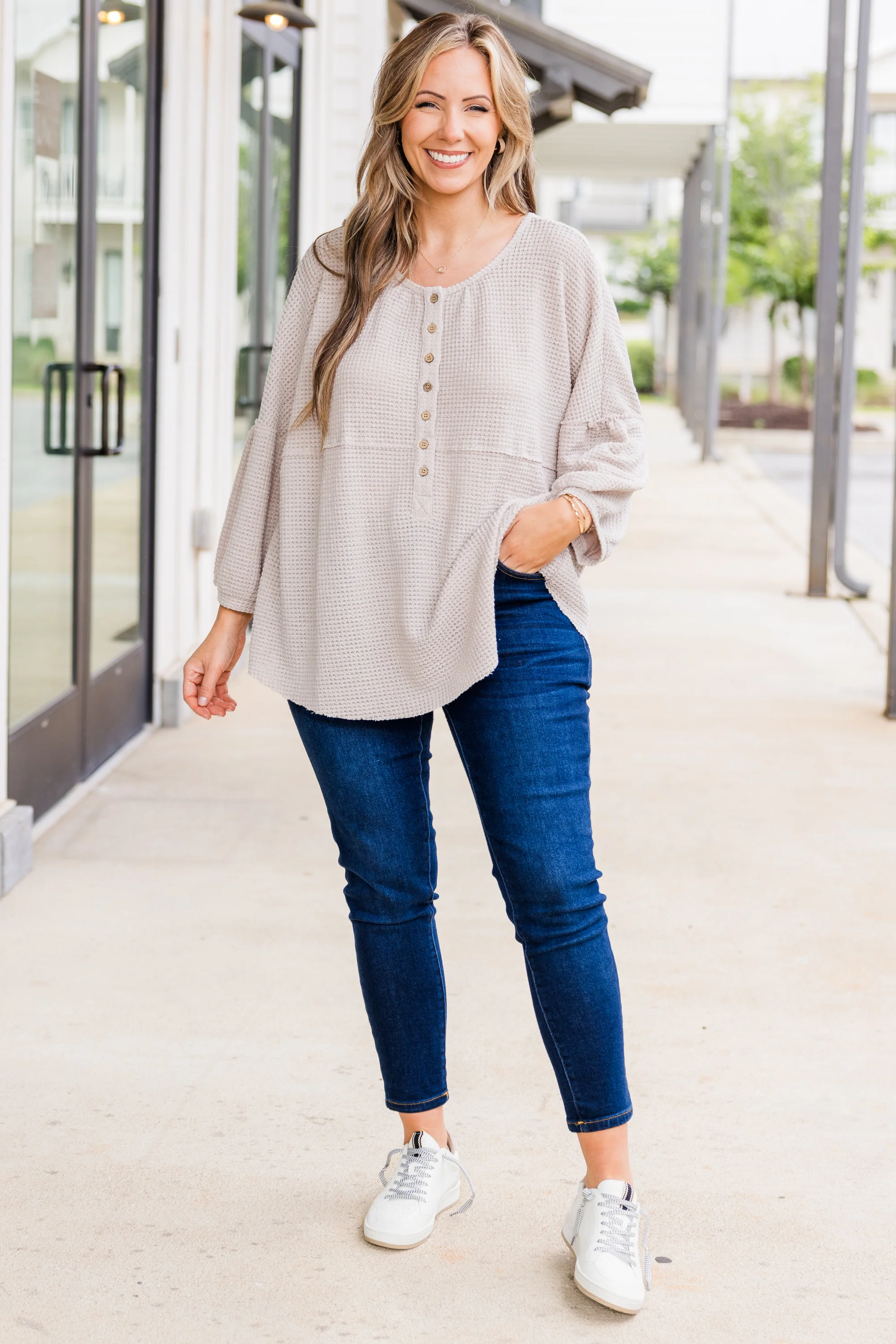 Eternal Embrace Top, Beige - Weilaico