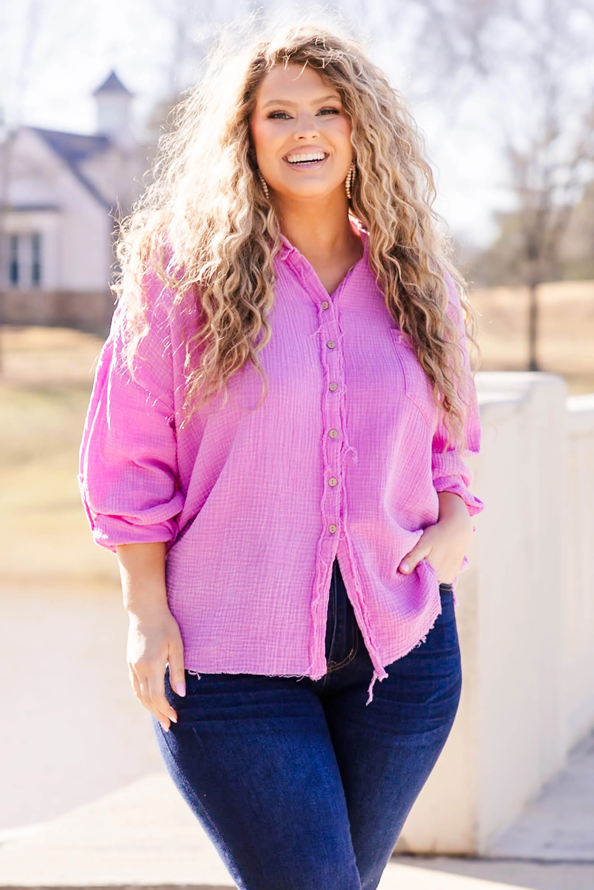 Popular Phrase Top, Bright Mauve - Weilaico