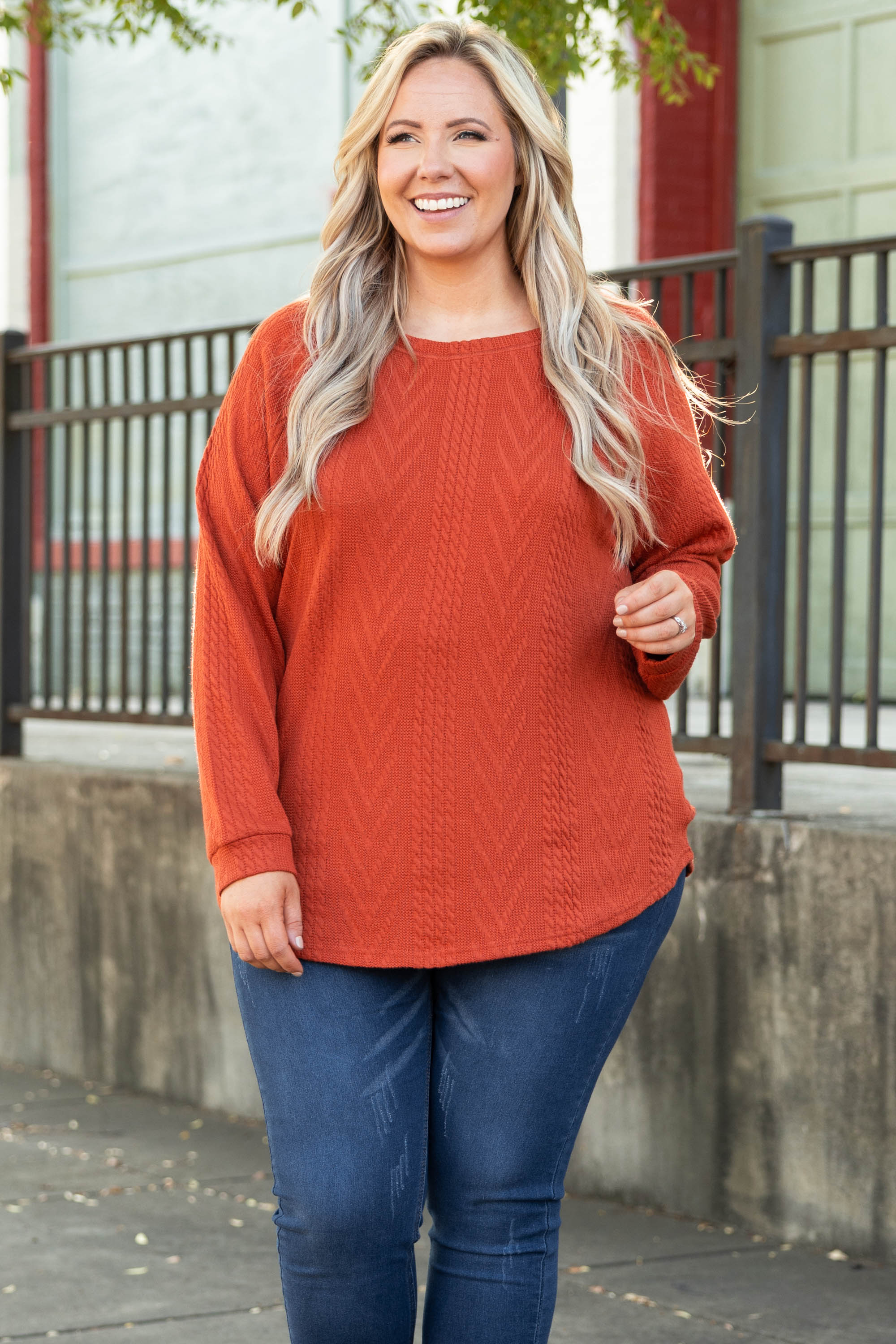 Slouchy Cableknit, Rust - Weilaico