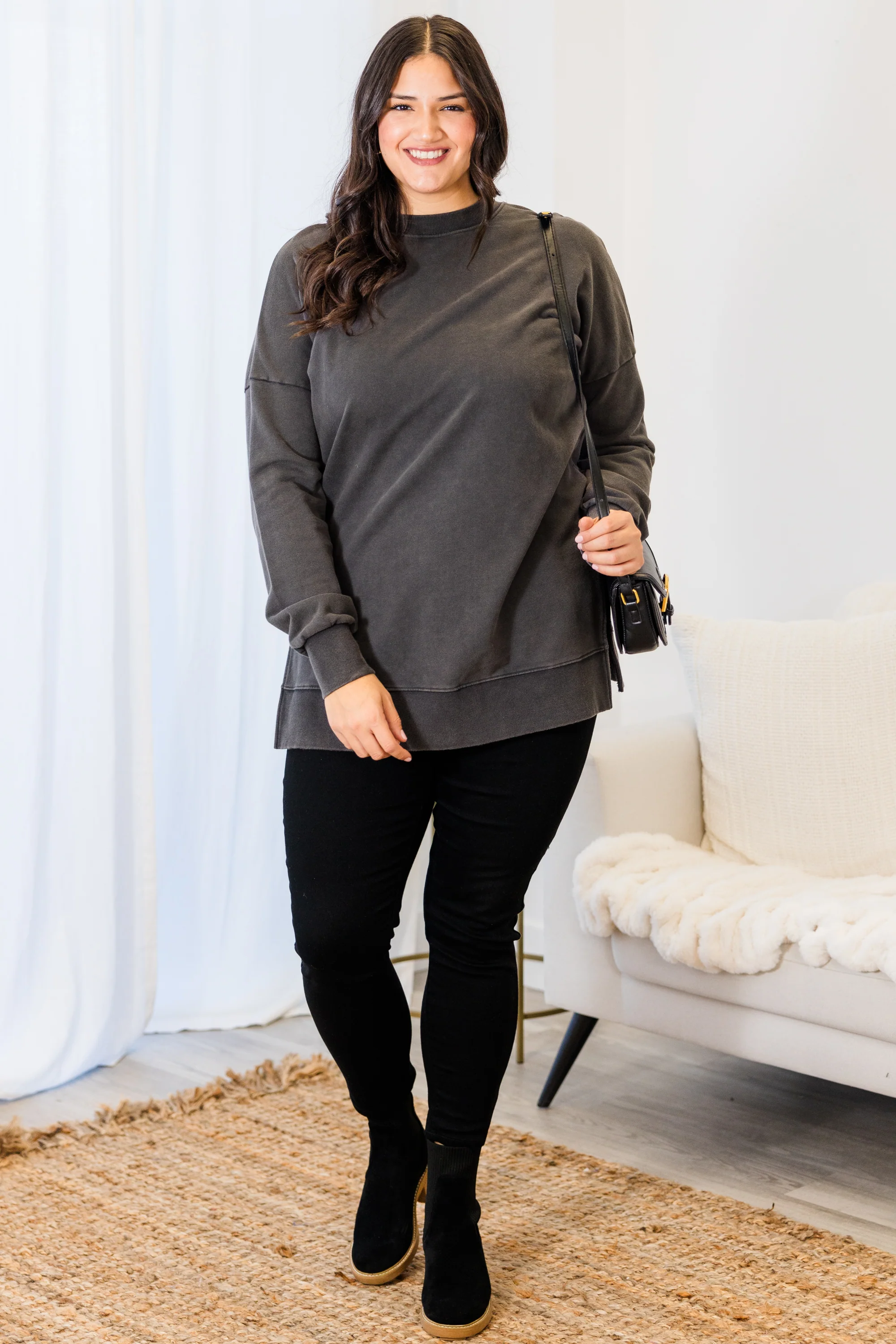 Girl I've Always Been Top, Black Acid Wash - Weilaico