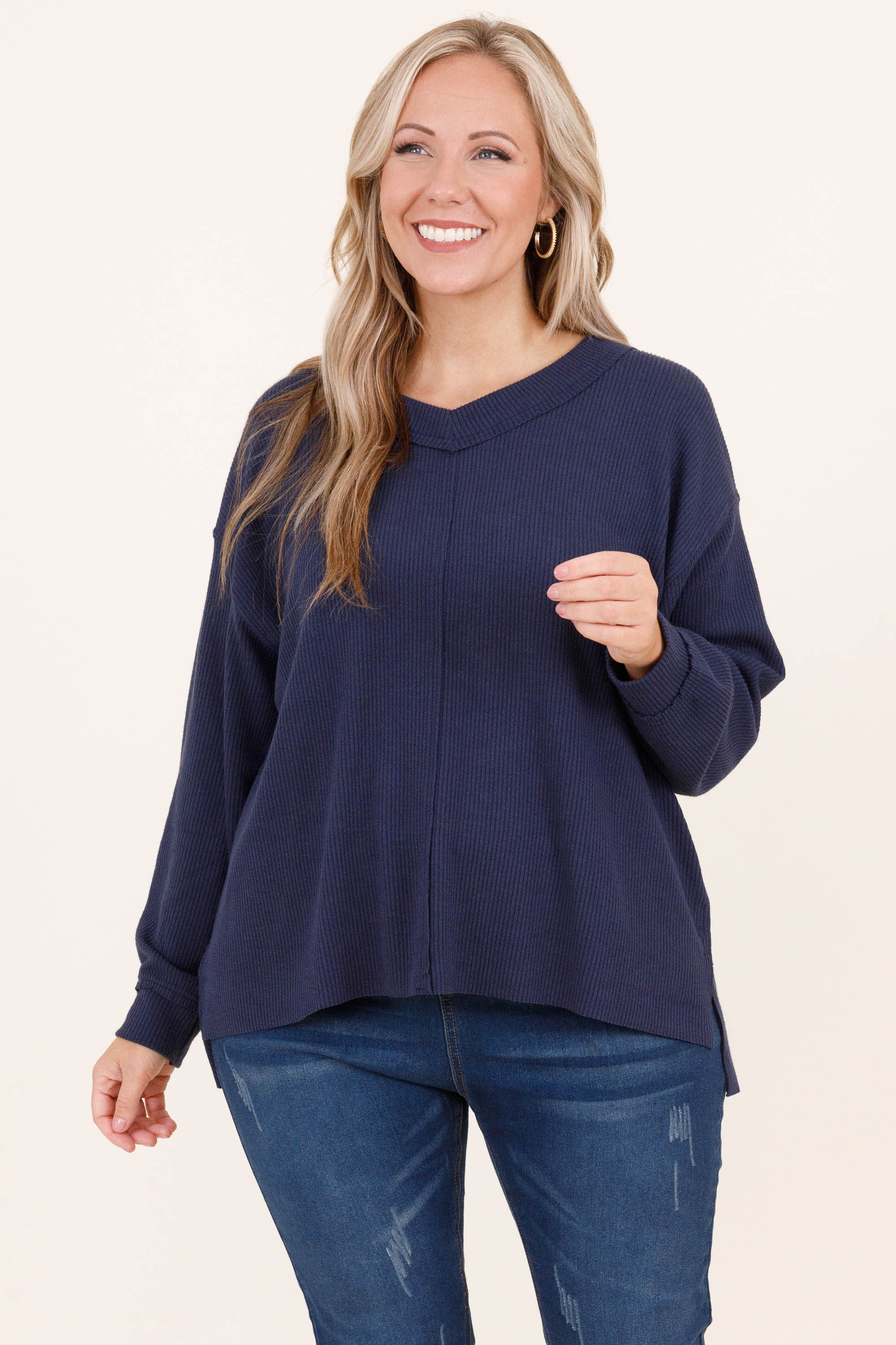 It's Our Time Pullover, Navy - Weilaico