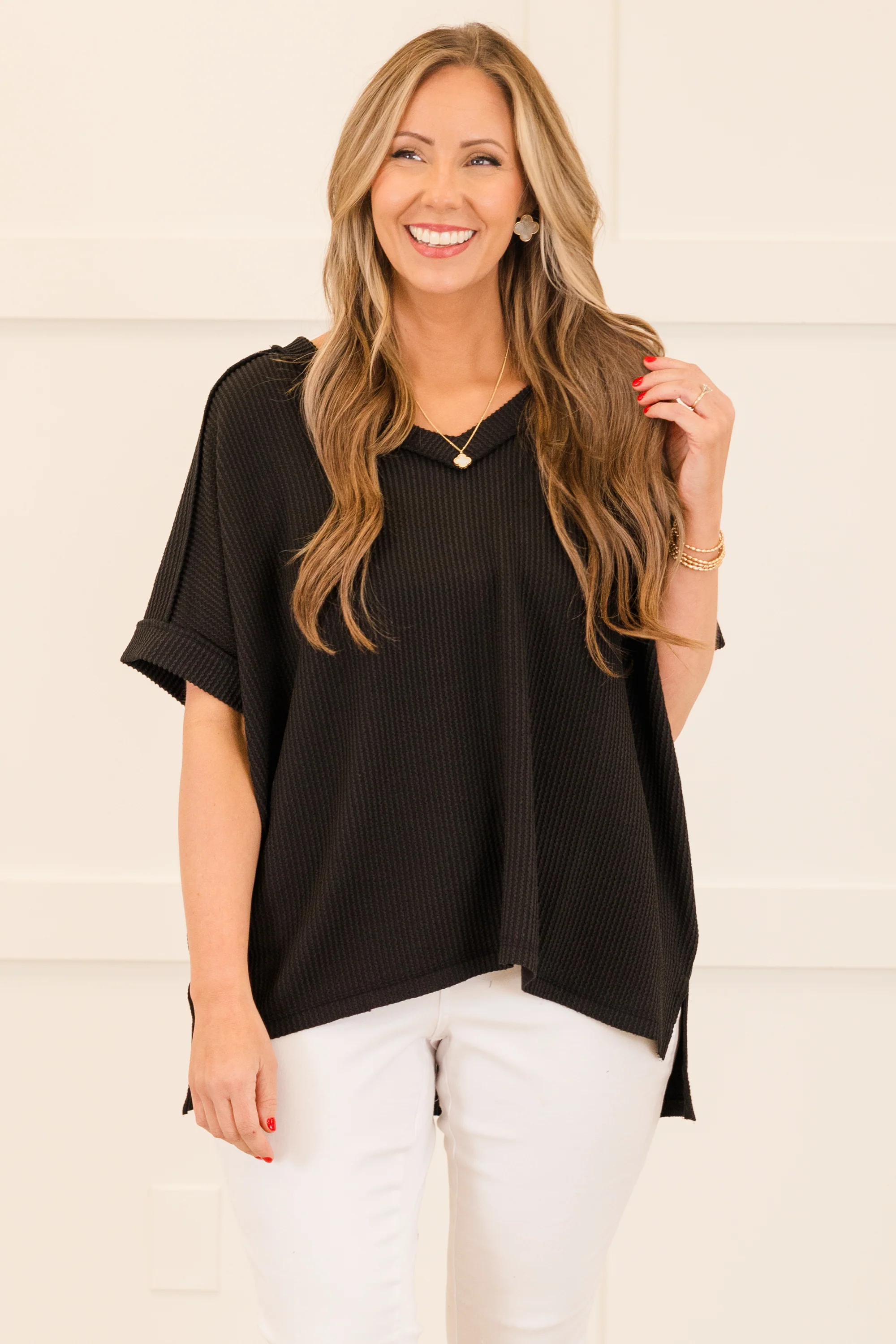 Knit Me Up Top, Black - Weilaico