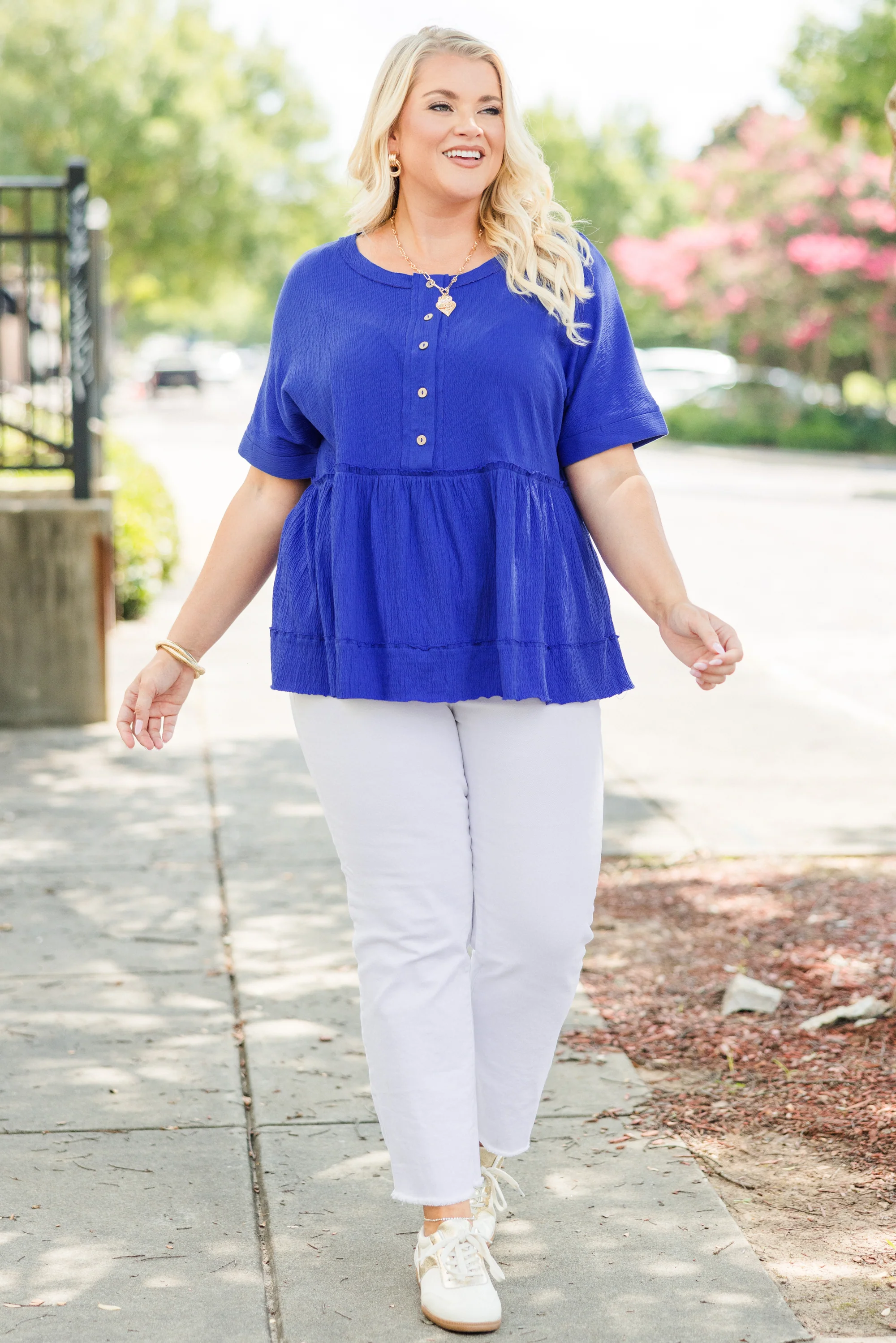 What Should We Do Today Top, Bright Blue - Weilaico