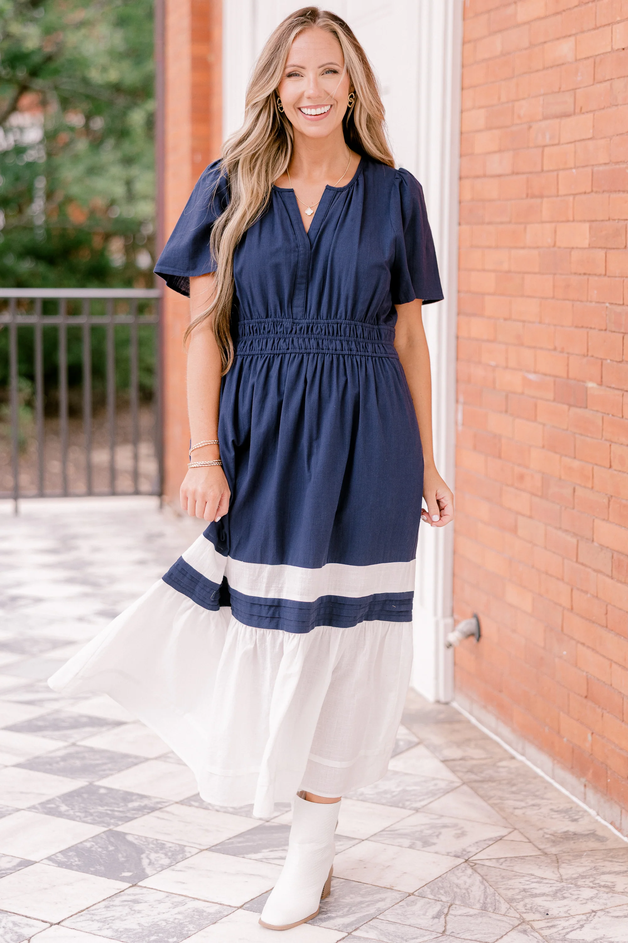 Wish Me Joy Dress, Navy - Weilaico