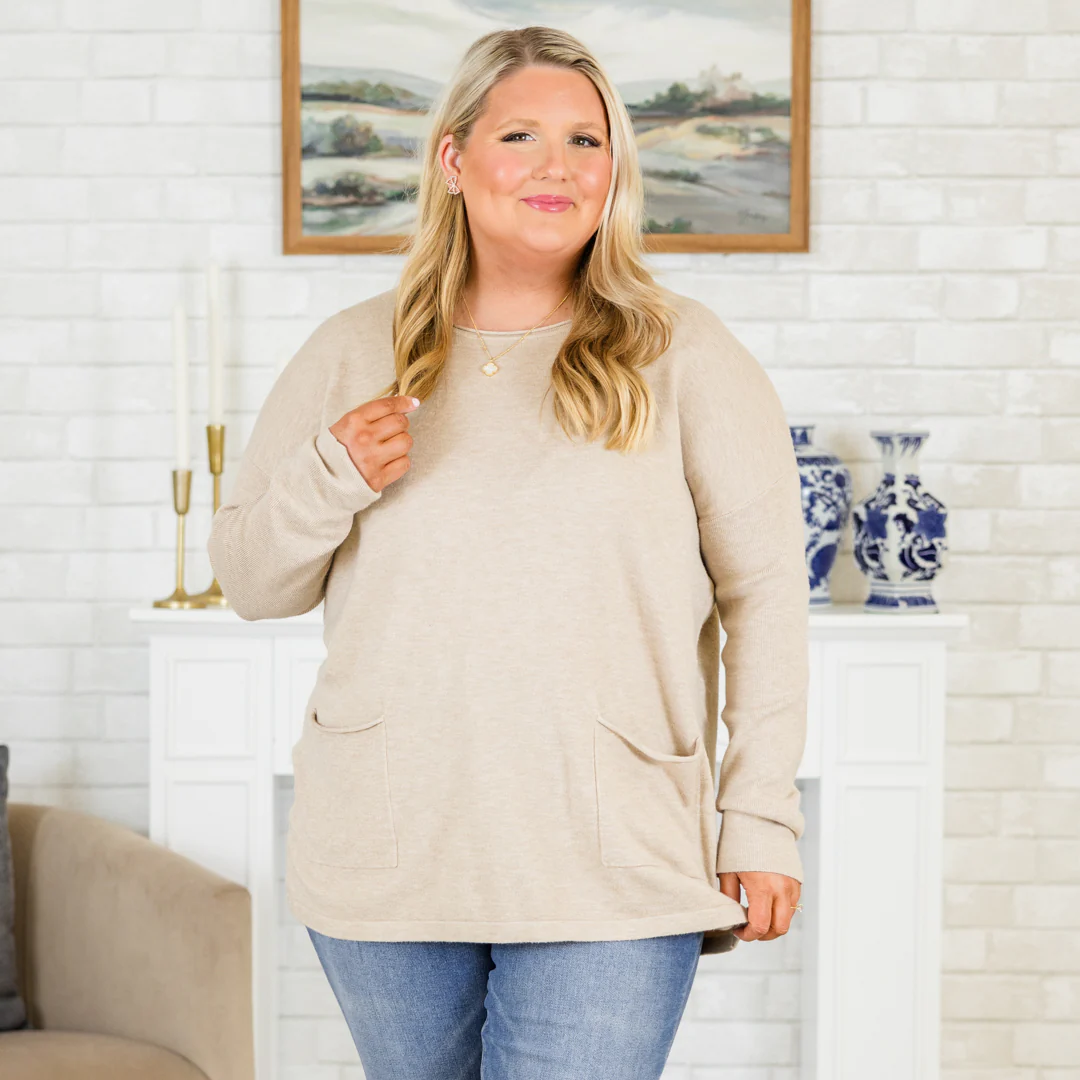 Fall into Fashion Sweater, Heather Light Mocha - Weilaico