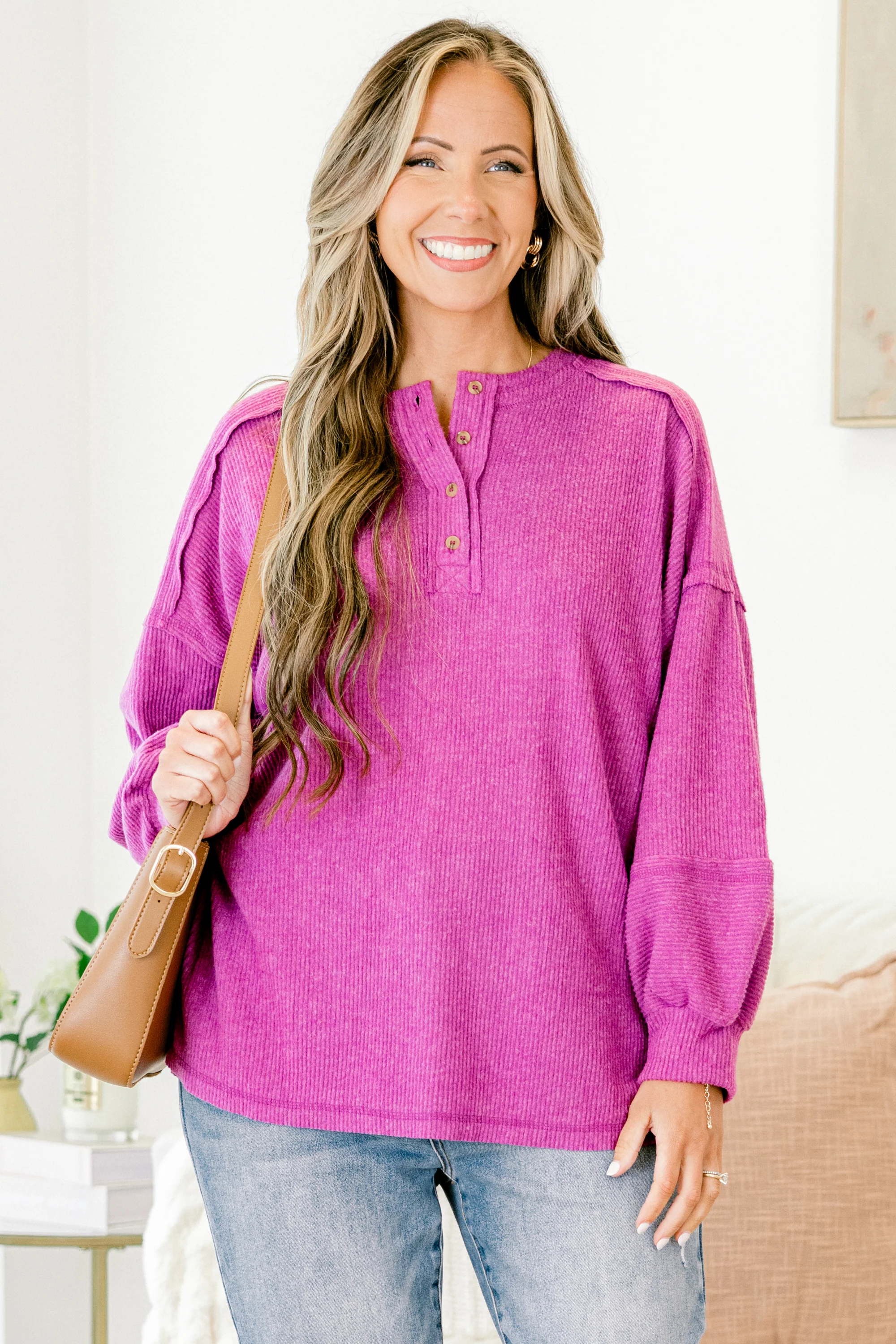 Chill Days Sweater, Light Plum - Weilaico