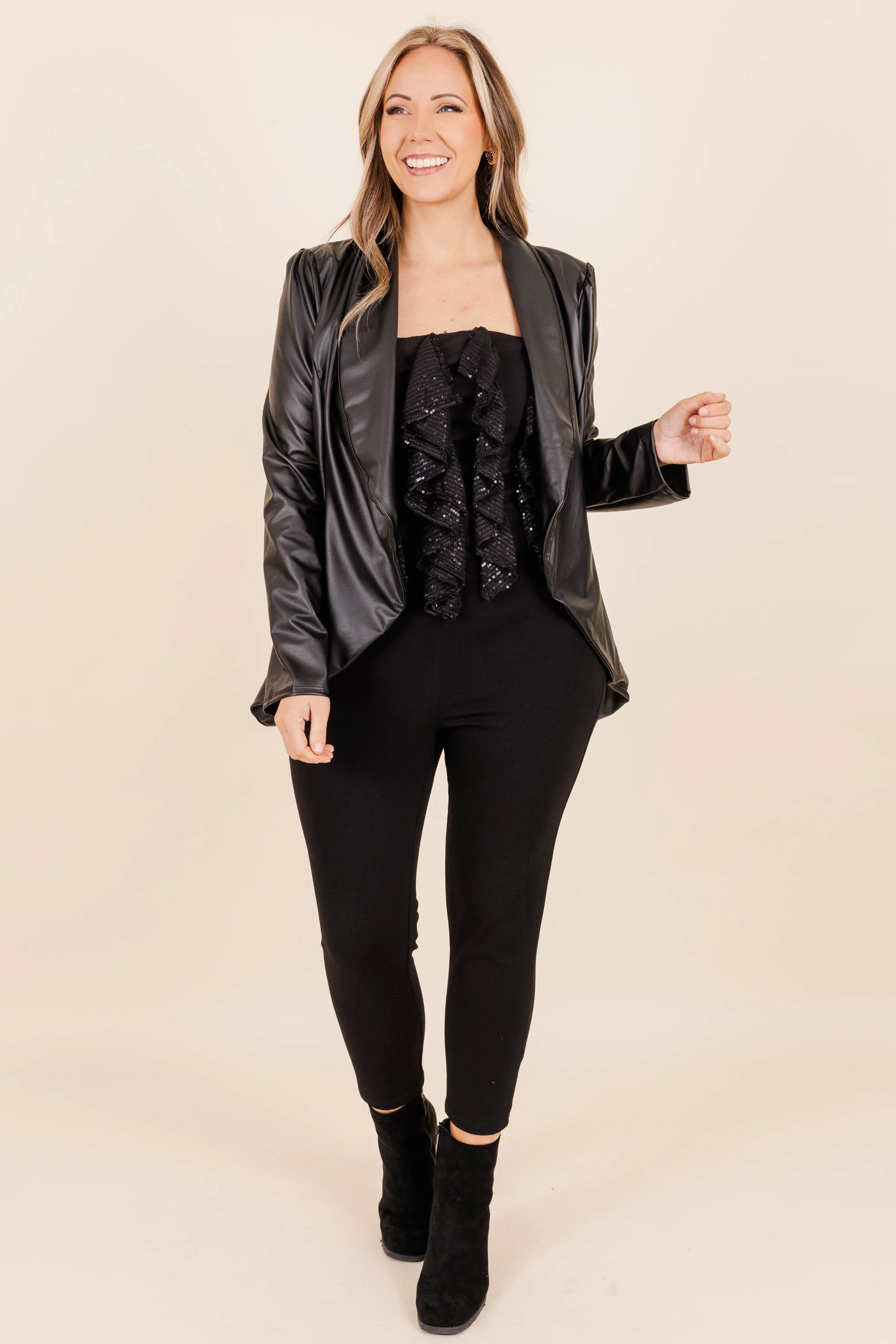 Glittering Glamour Crop Top, Black - Weilaico