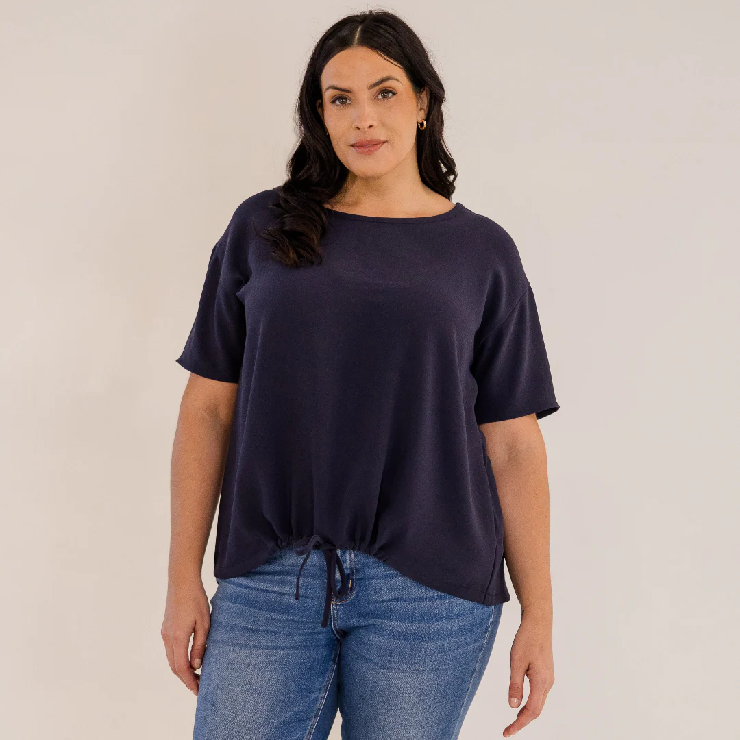 Ricker Tie Hem Top, Ink Navy - Weilaico