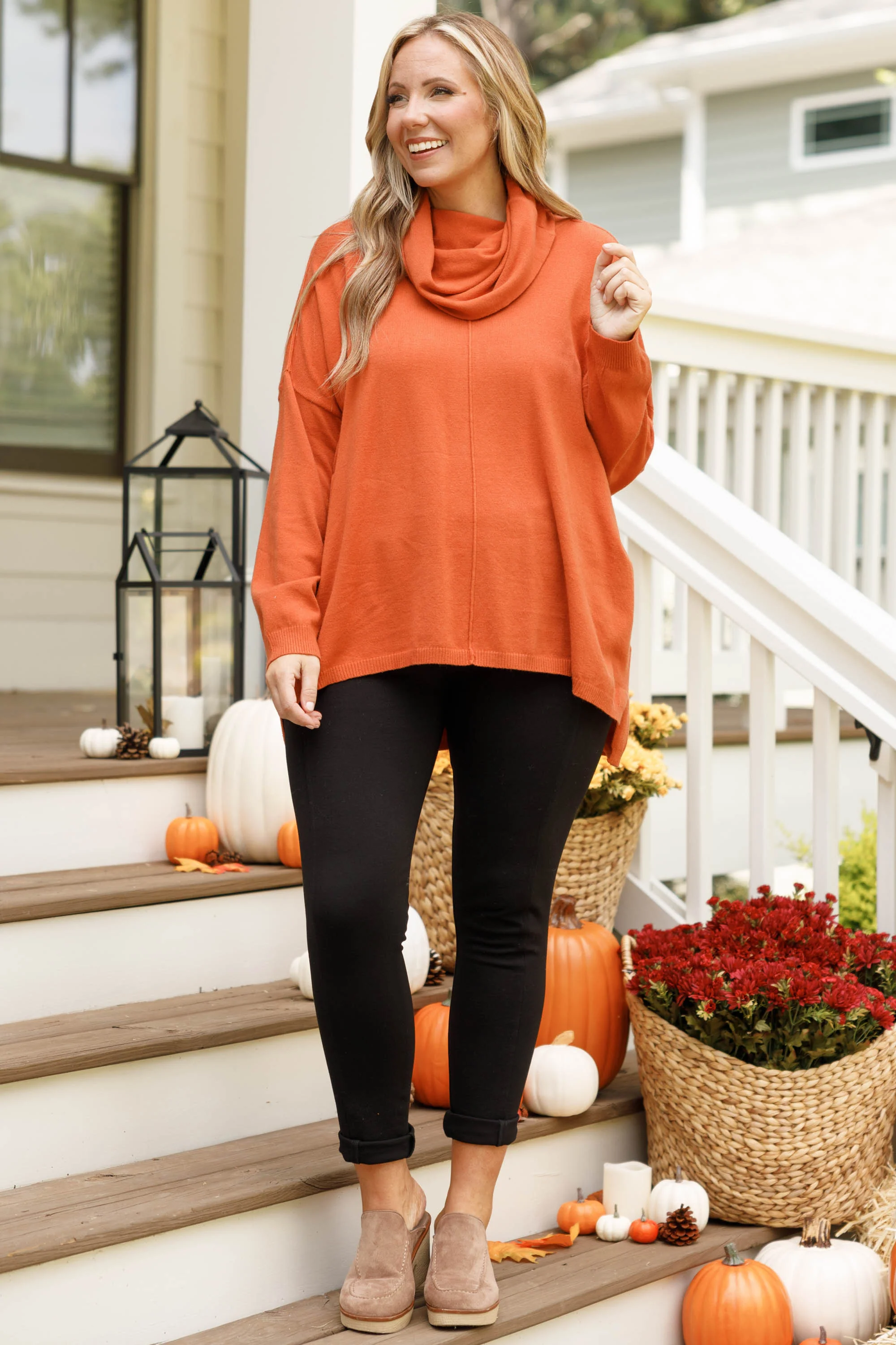 Expecting Change Sweater, Rust - Weilaico