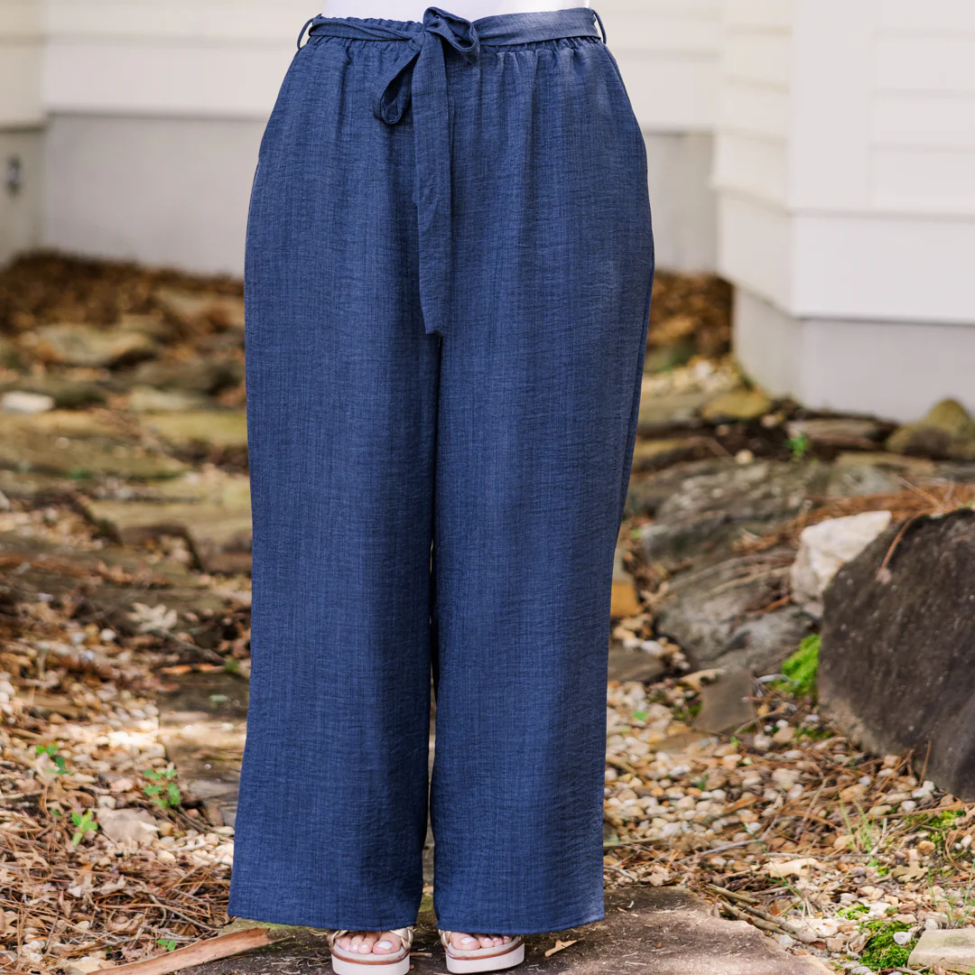 Sandy Shoreline Pants, Navy Blue - Weilaico