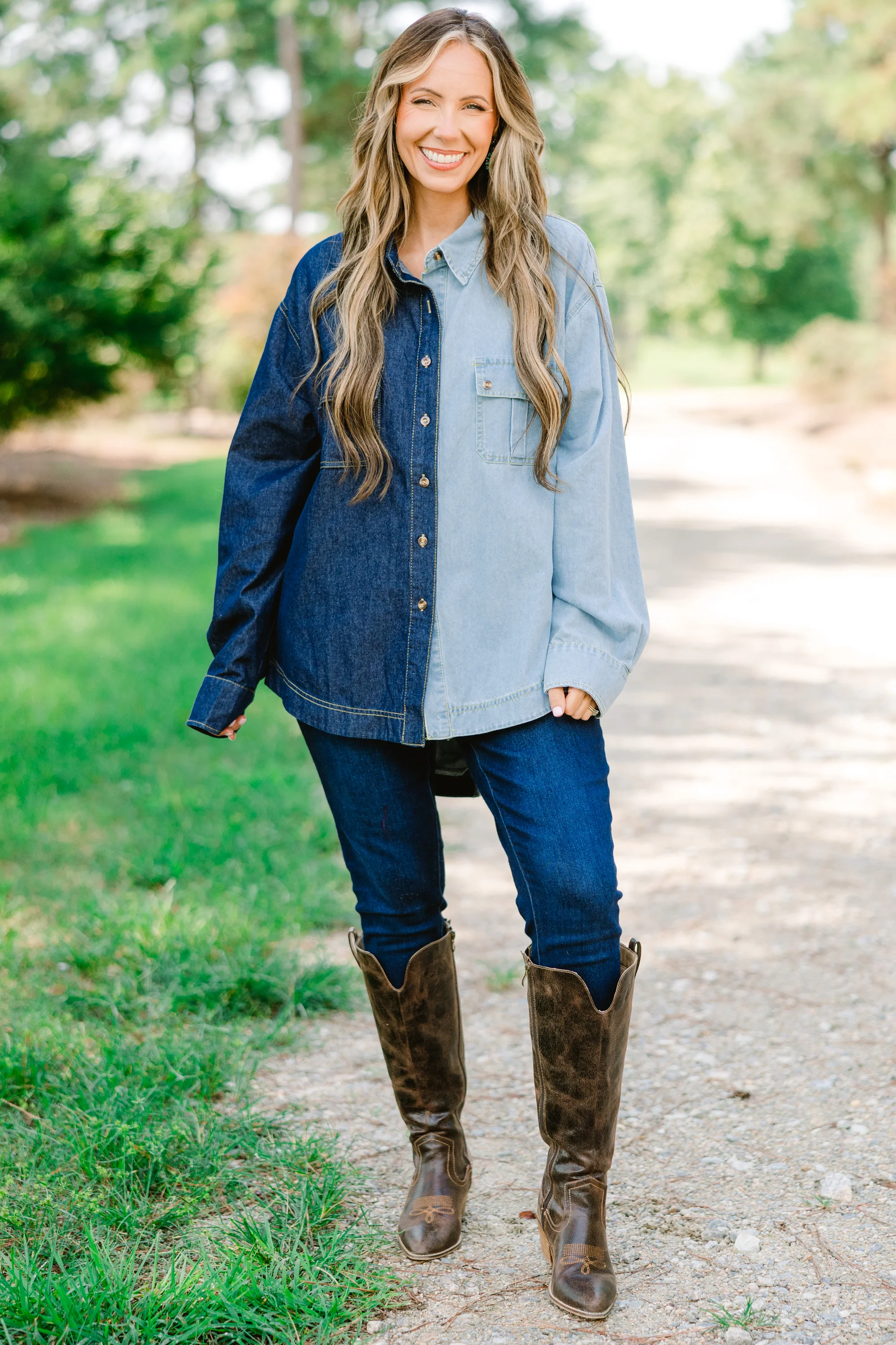 Dolly Top, Denim - Weilaico