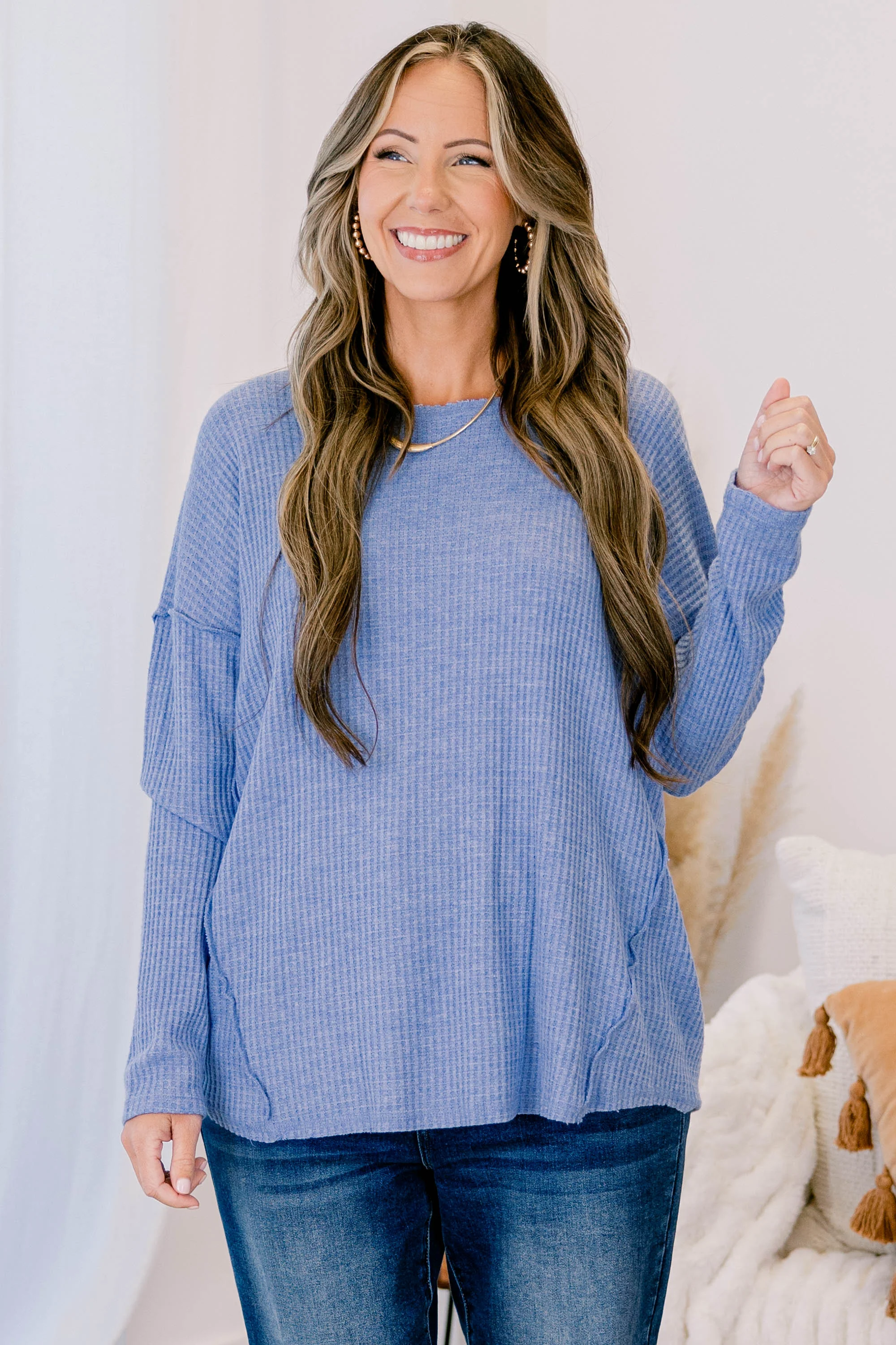 Can't Stop Love Top, Denim Blue - Weilaico