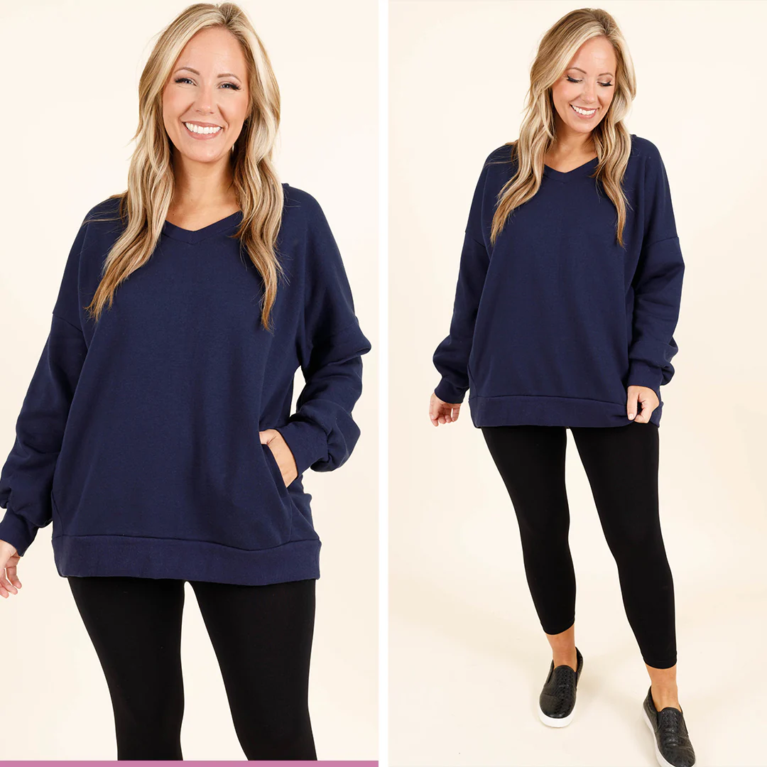 Very Special Sweatshirt, Navy Blue - Weilaico