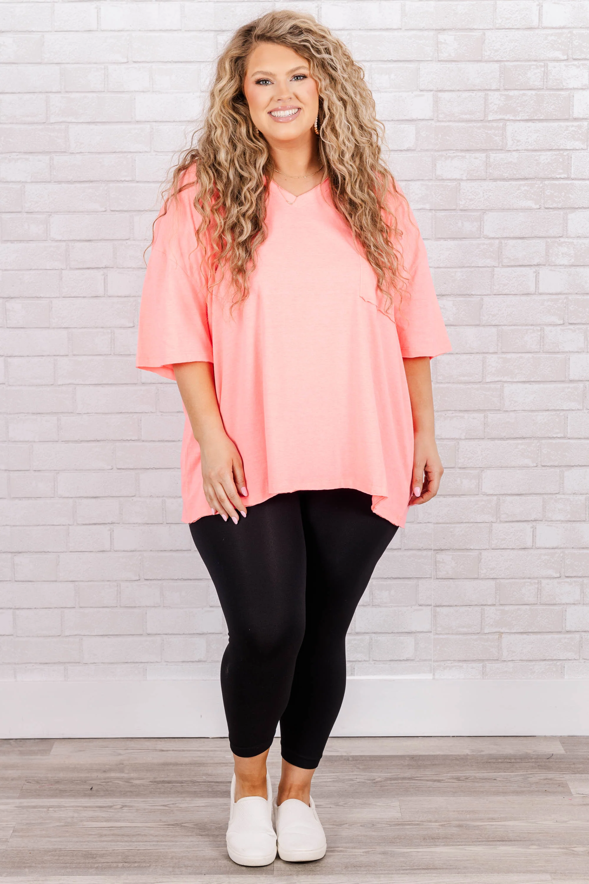 Dancing In The Mirror Top, Neon Coral Pink - Weilaico