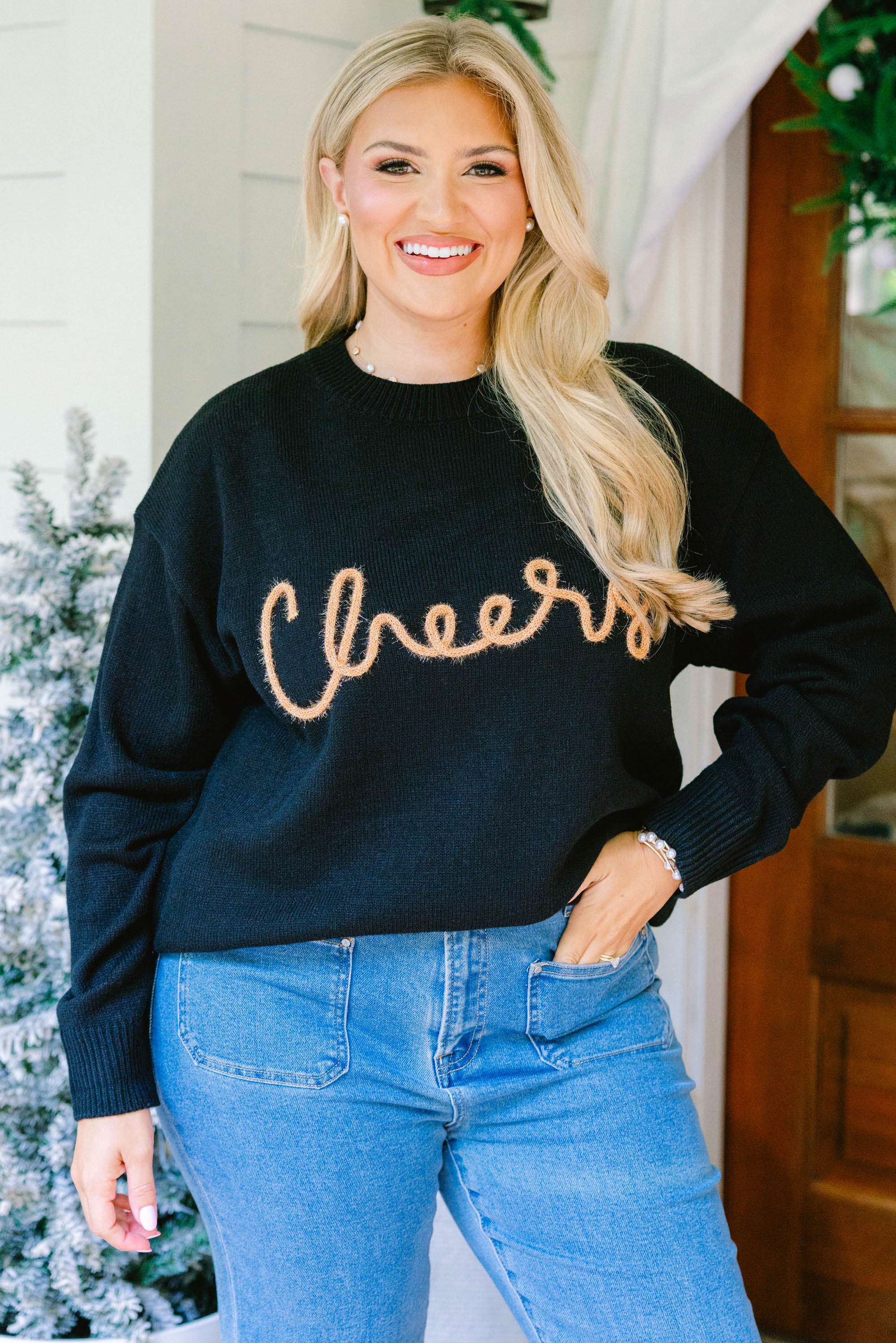 Cheers Just Because Top, Black - Weilaico