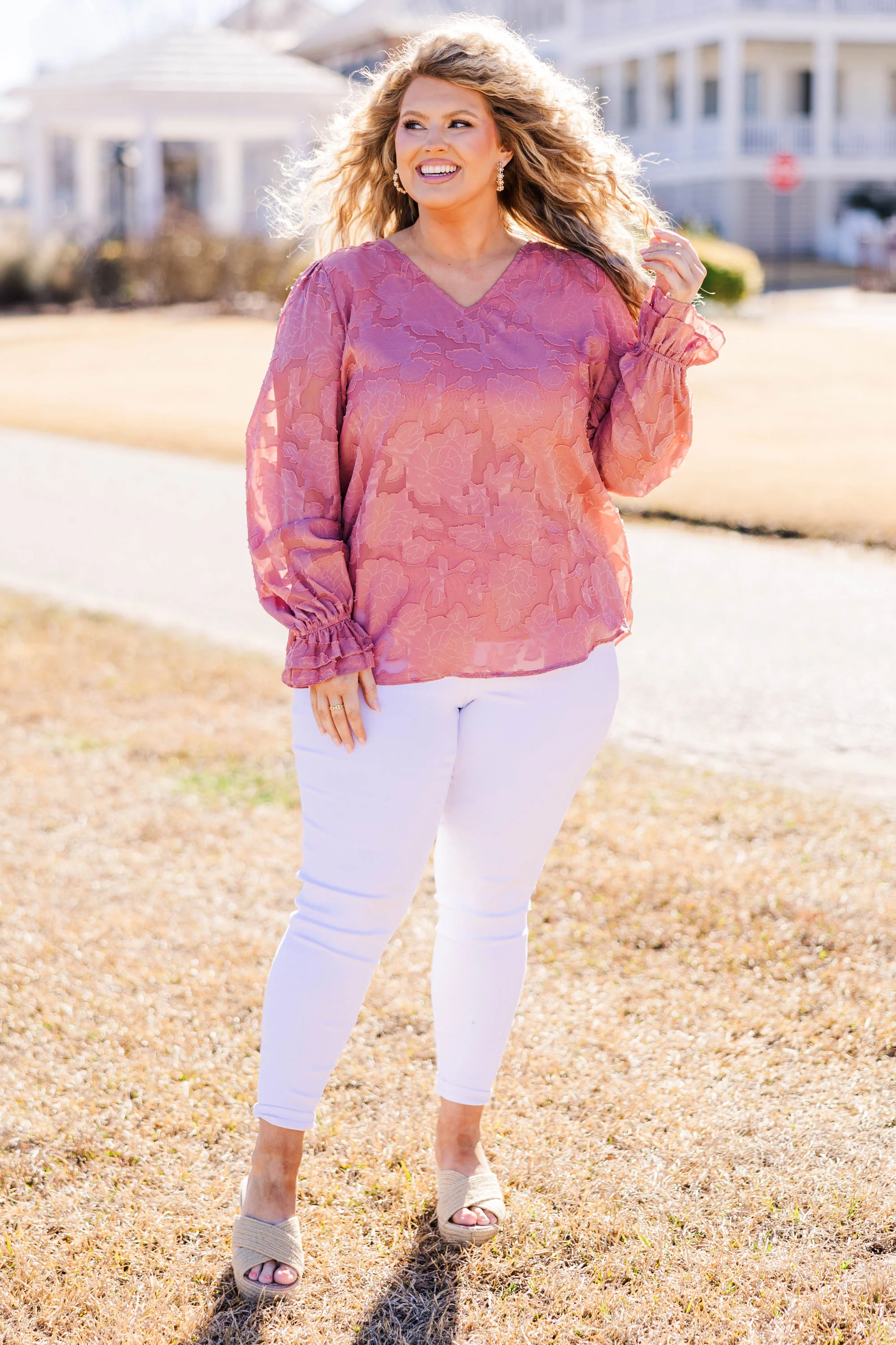 Tea Rose Top, Mauve - Weilaico