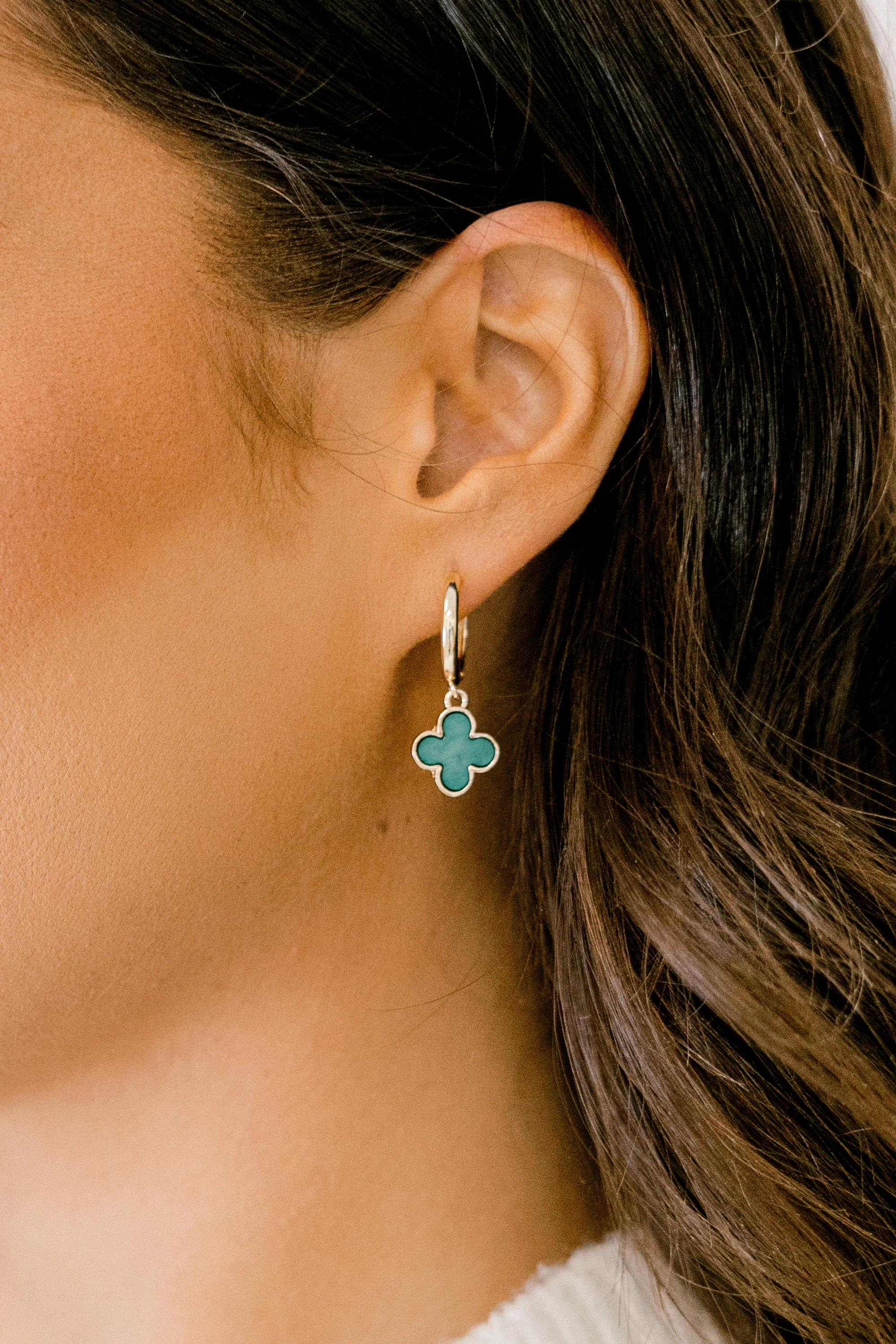 Always Lucky Earrings, Green - Weilaico