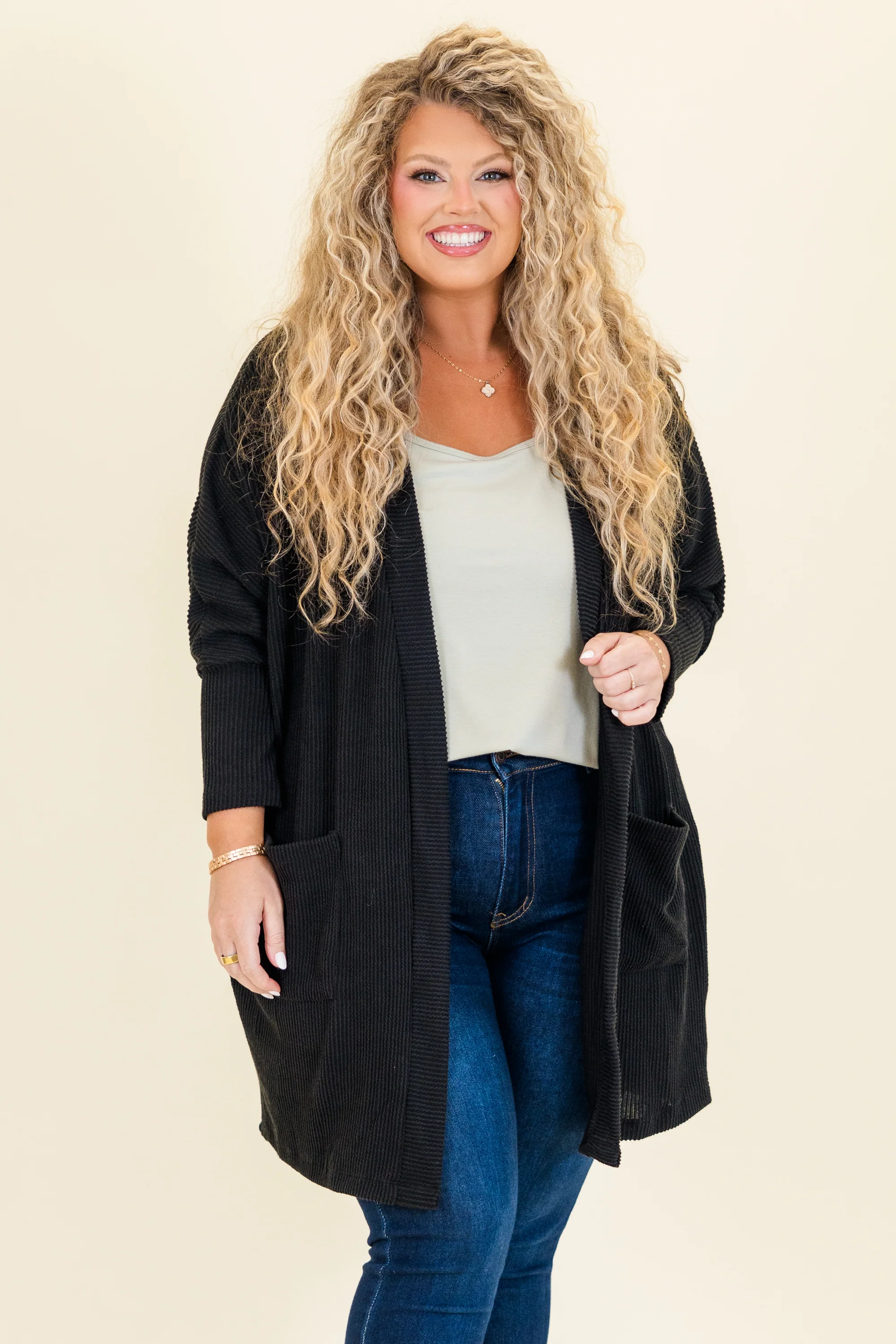 In My Cozy Era Cardigan, Black - Weilaico