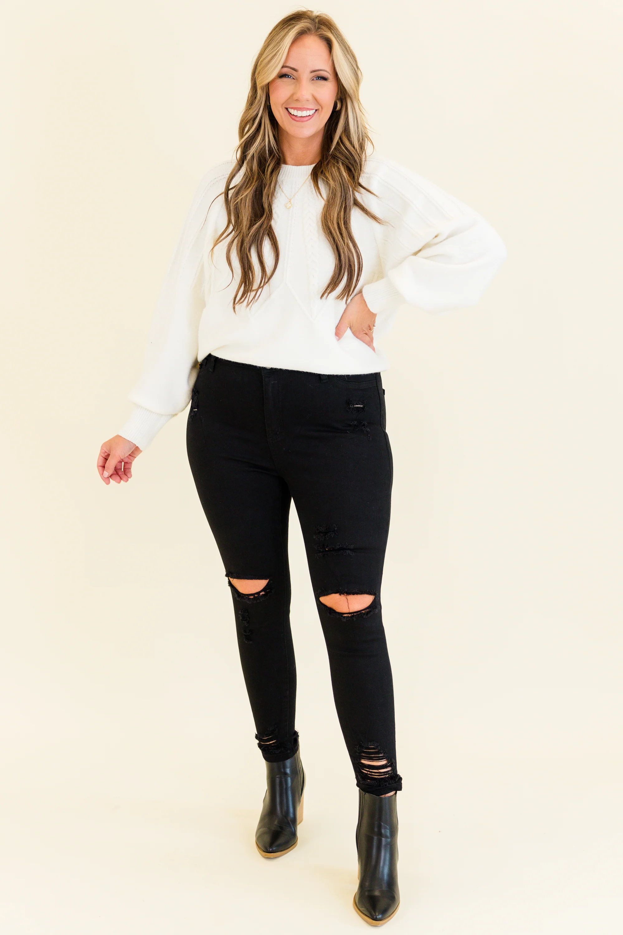 Blank Slate Skinny Jeans, Black - Weilaico