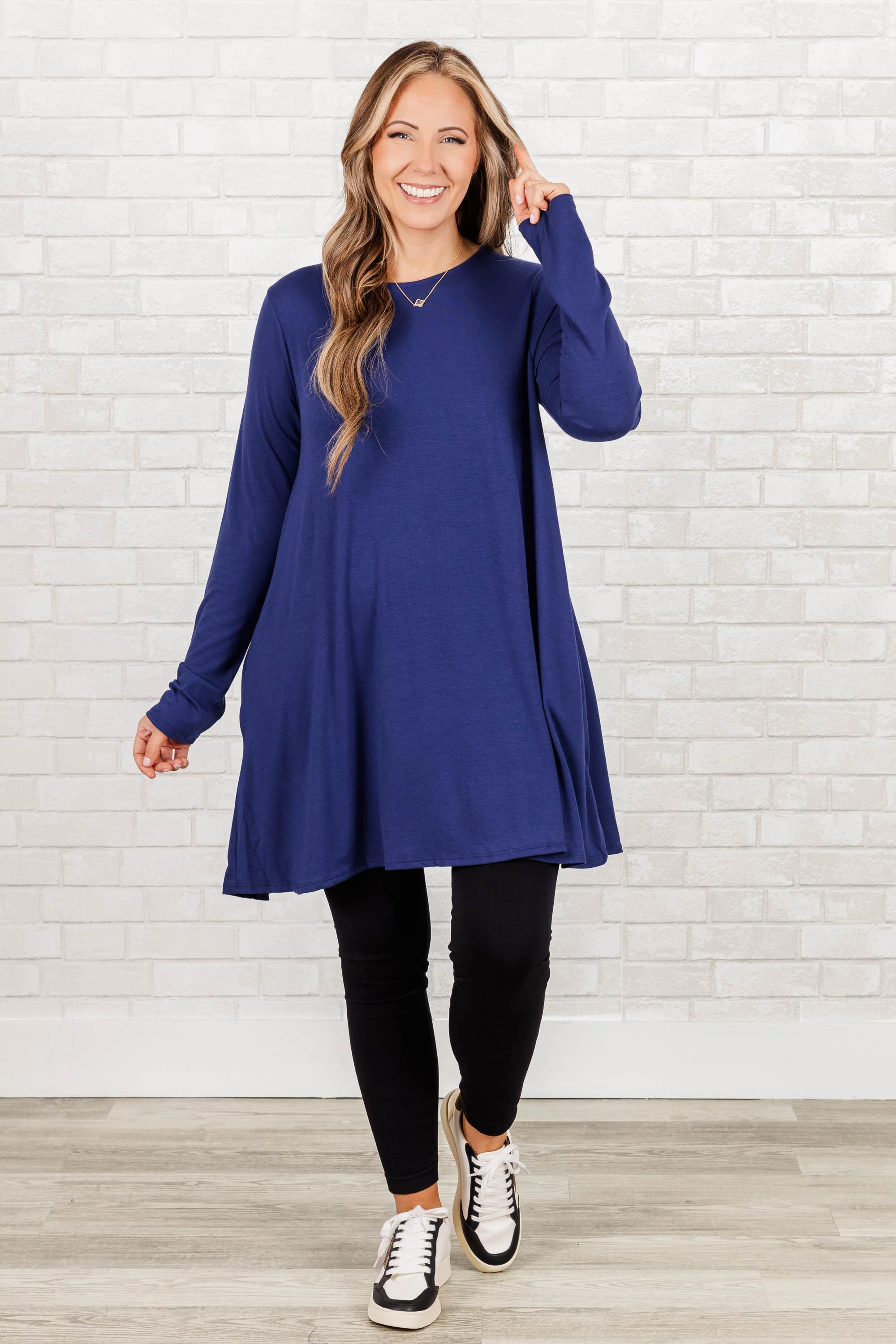 As Long As You're Here Tunic, Light Navy - Weilaico