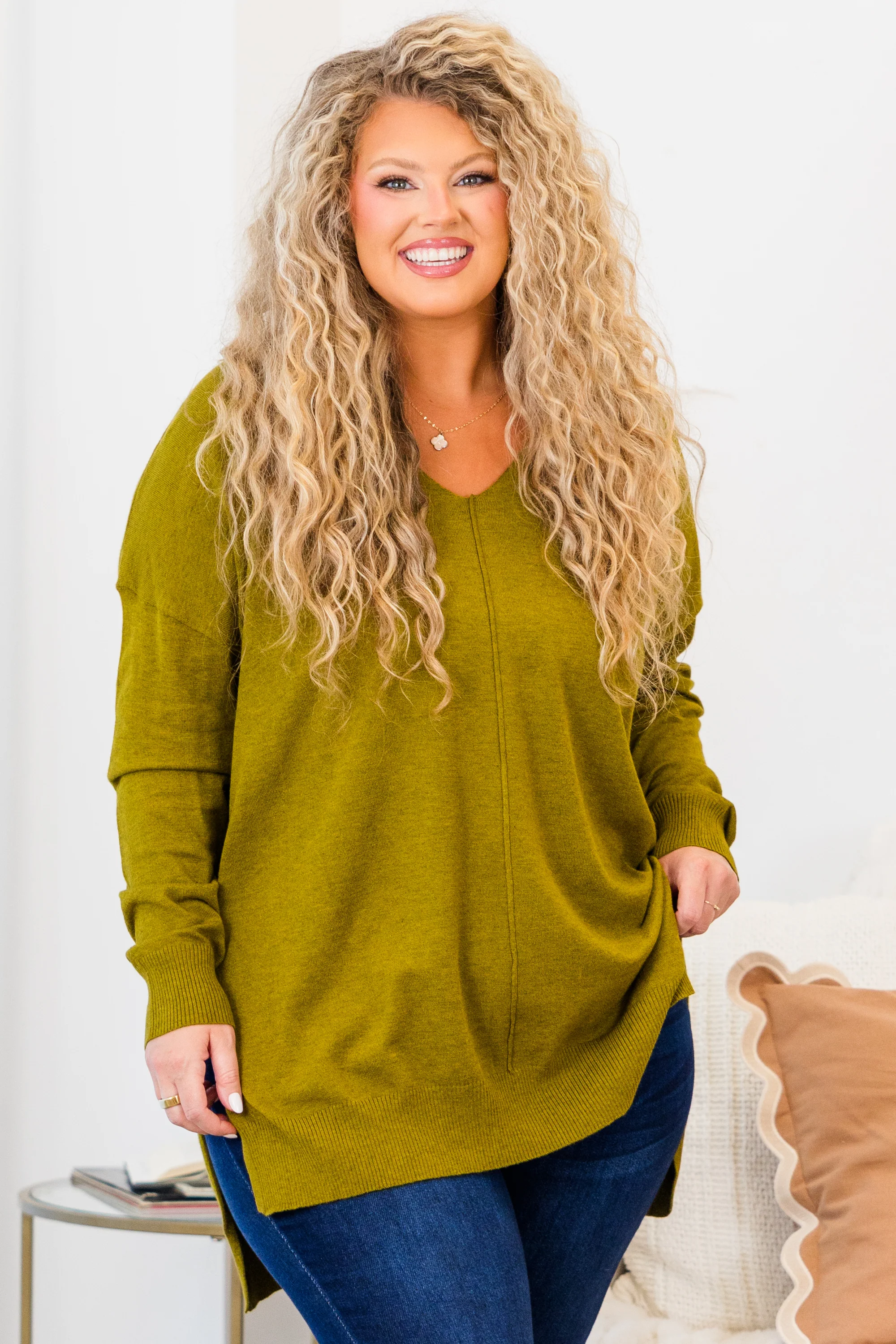 Miss Who I Was Sweater, Heather Olive - Weilaico