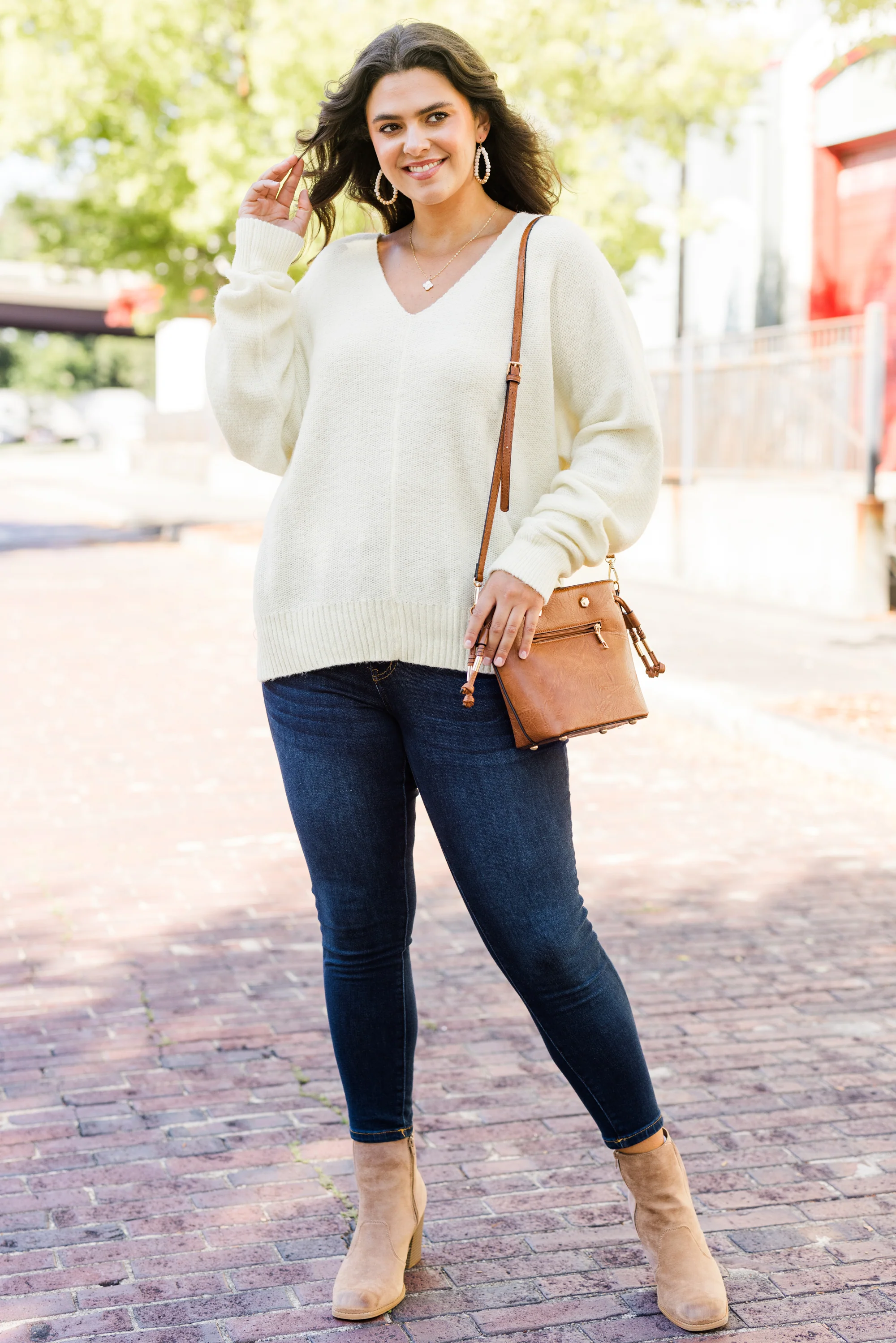 Hanging Around Sweater, Cream - Weilaico