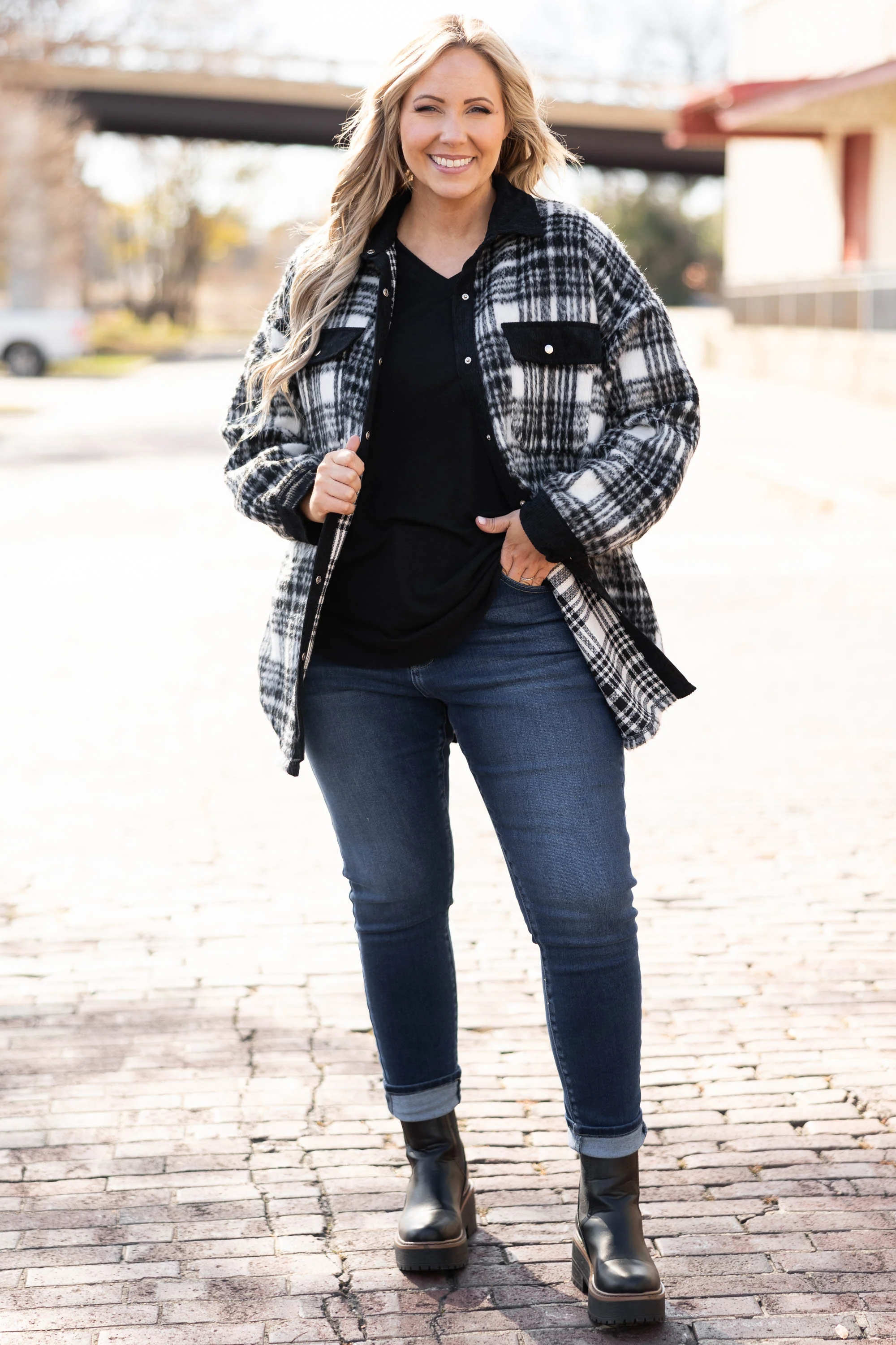 Staying Next To You Shacket, Black - Weilaico