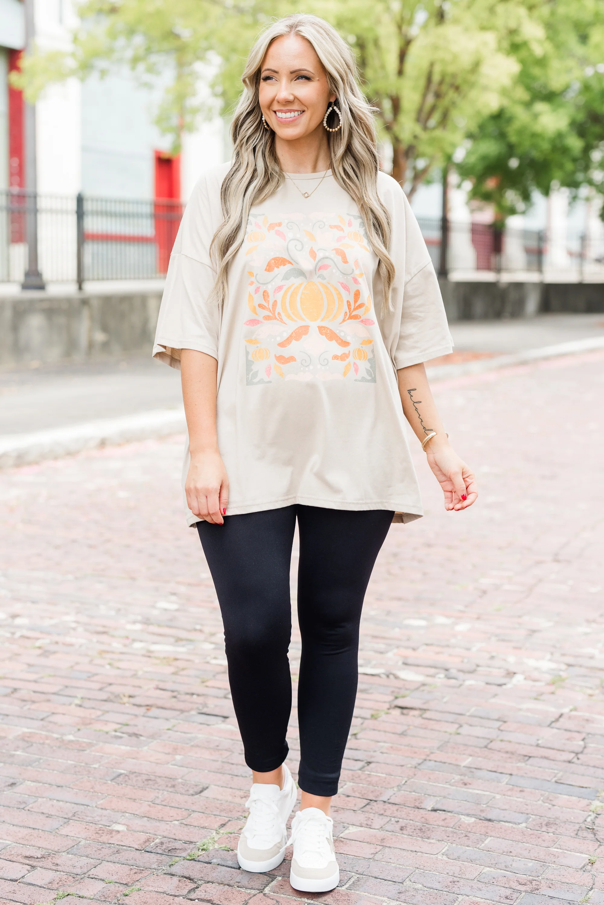 Colors Of Fall Boyfriend Tee, Light Mocha - Weilaico