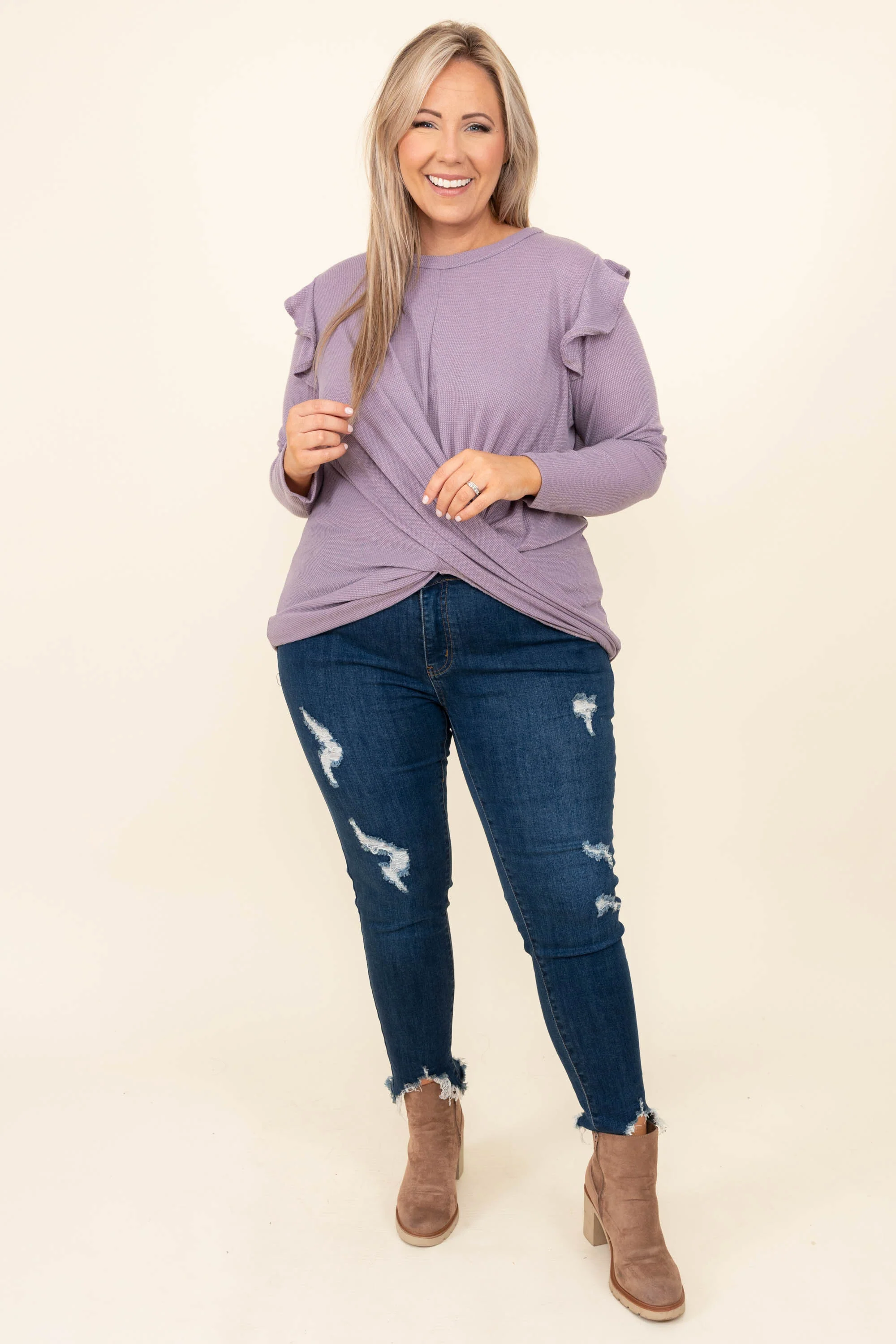 Well Hello There Top, Dusty Plum - Weilaico