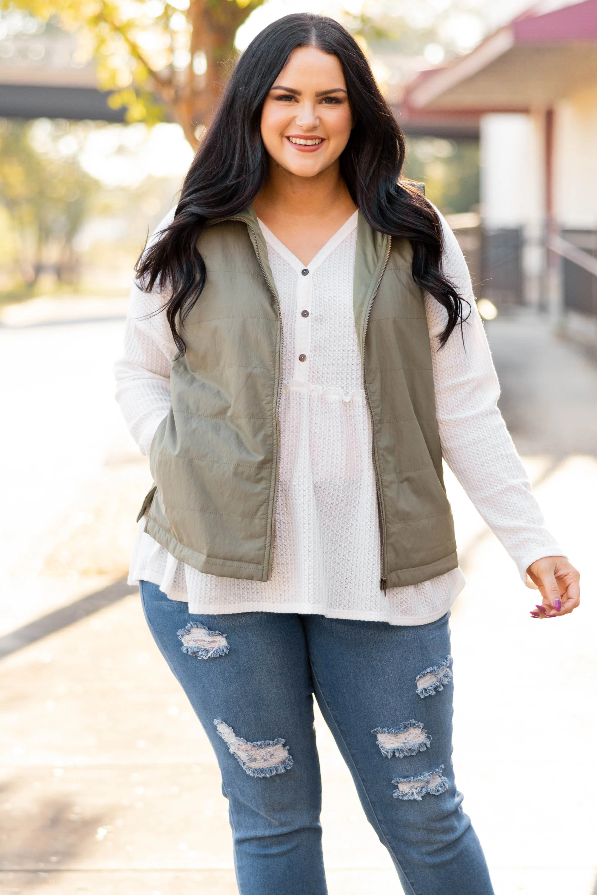 Shut Them Down Vest, Light Olive - Weilaico