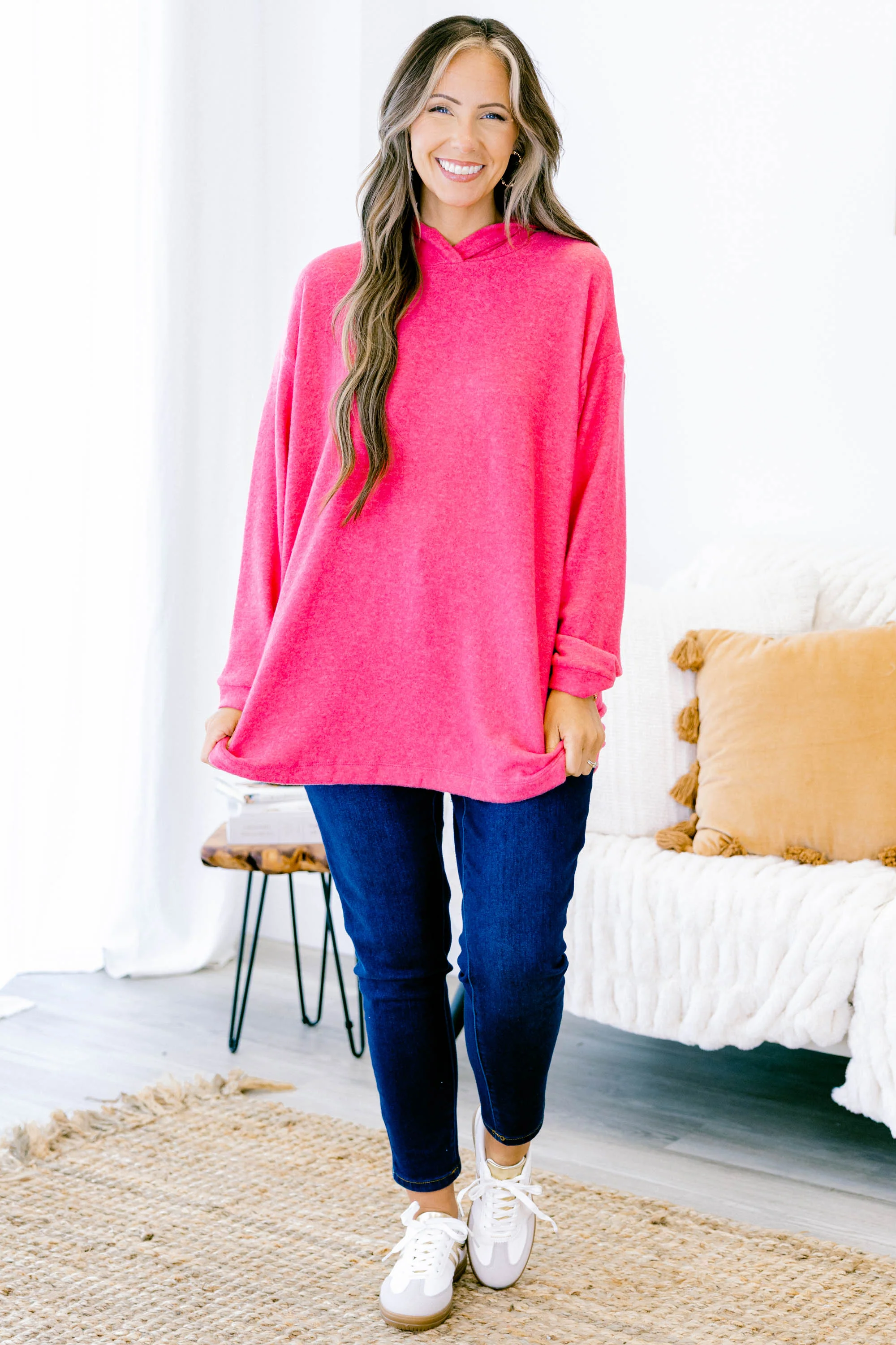 I Am On The Go Top, Fuchsia - Weilaico