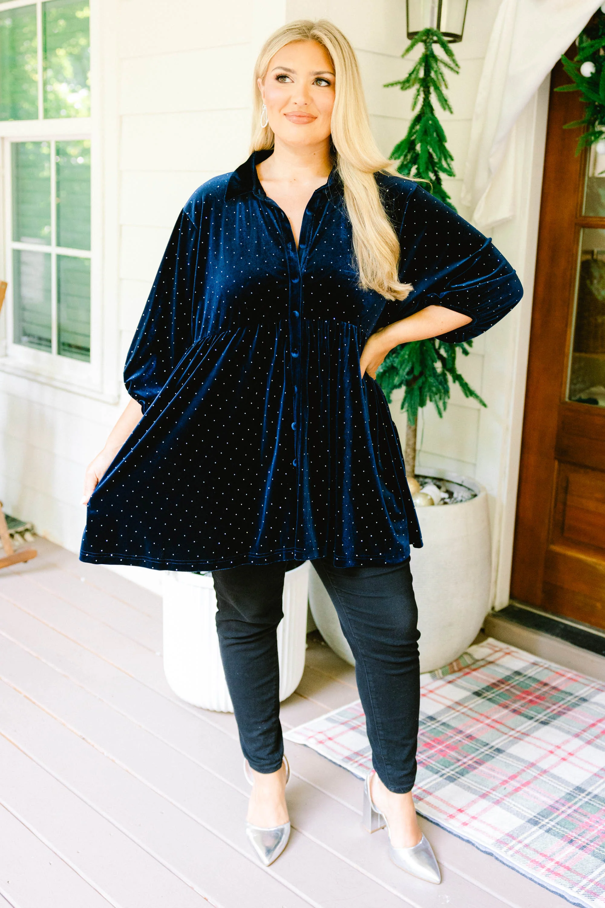 Starry Night Tunic, Navy - Weilaico