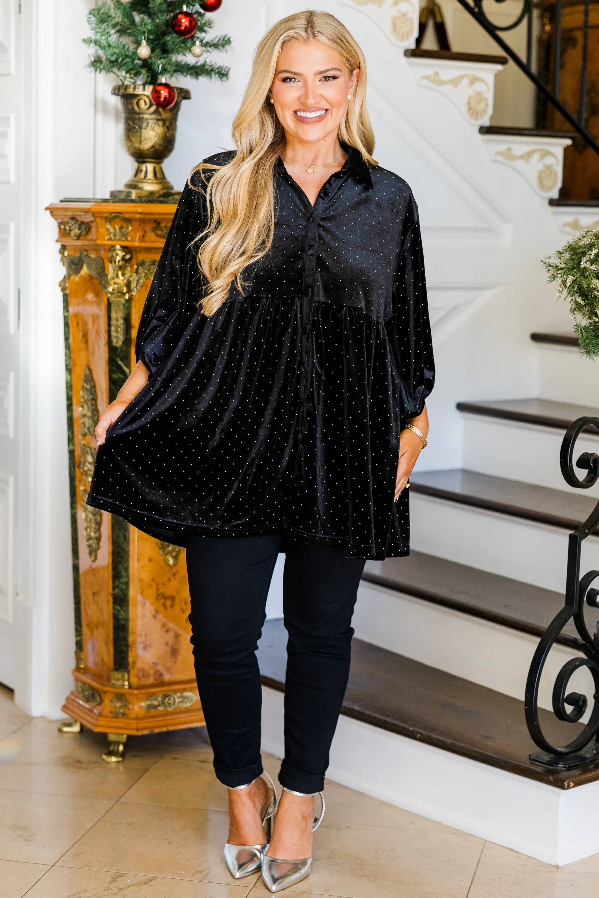 Starry Night Tunic, Black - Weilaico