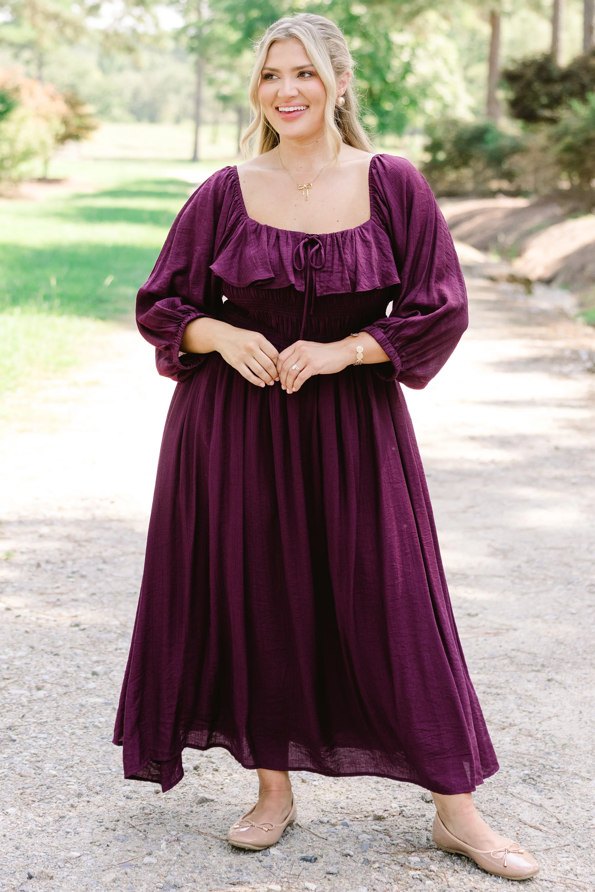 Grace Filled Dress, Plum - Weilaico