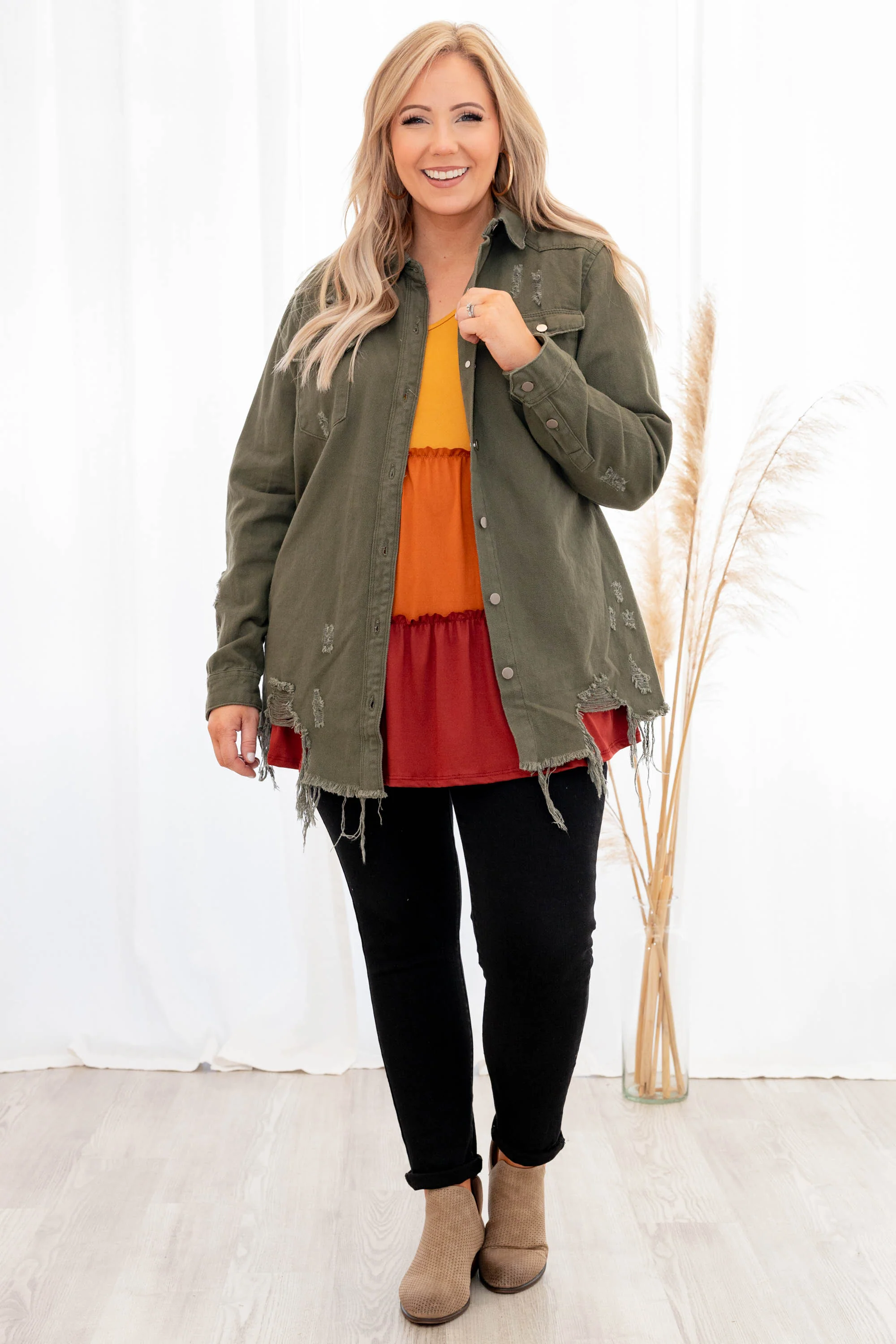 Chill As Can Be Top, Olive - Weilaico