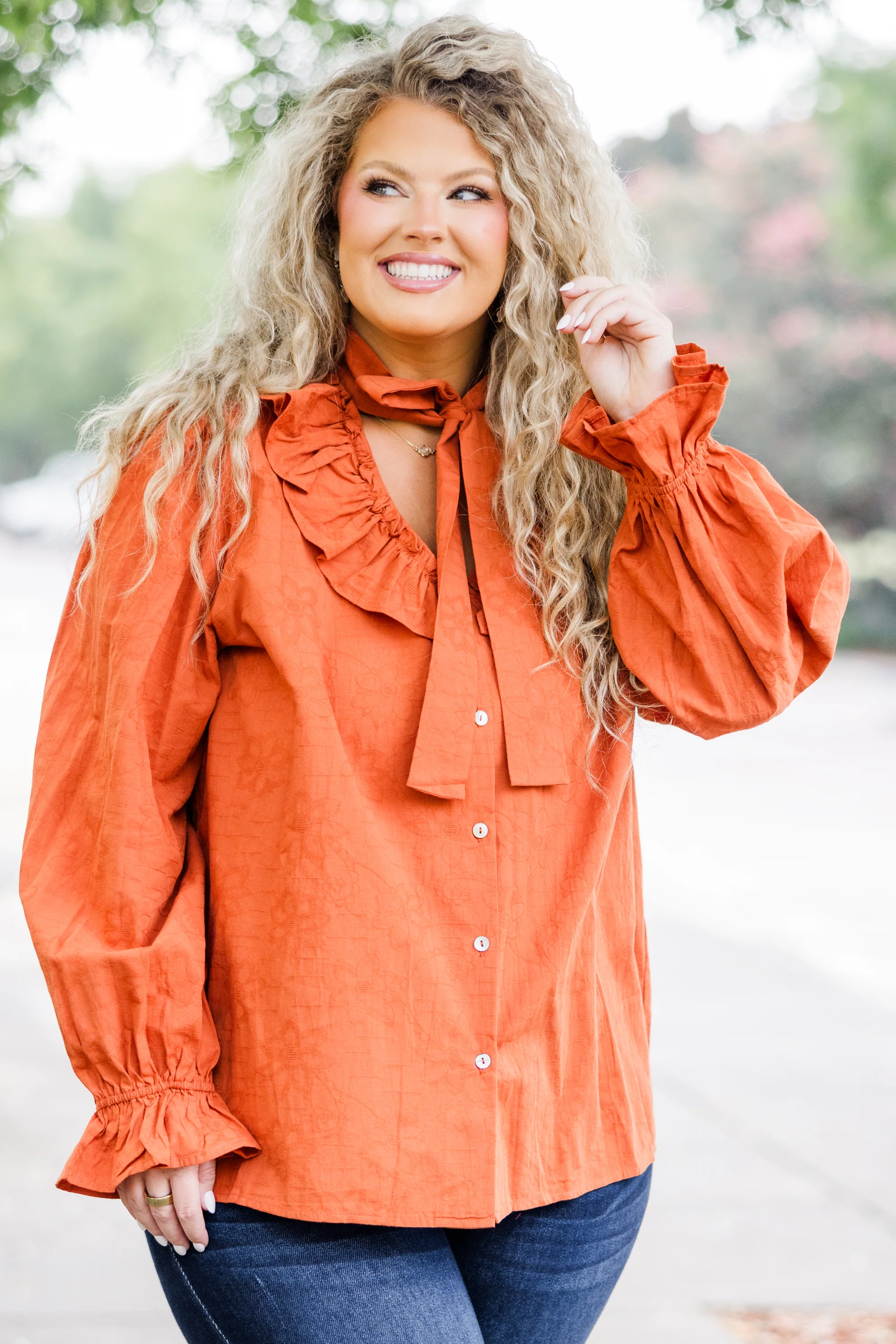 Gotcha Blouse, Rust - Weilaico