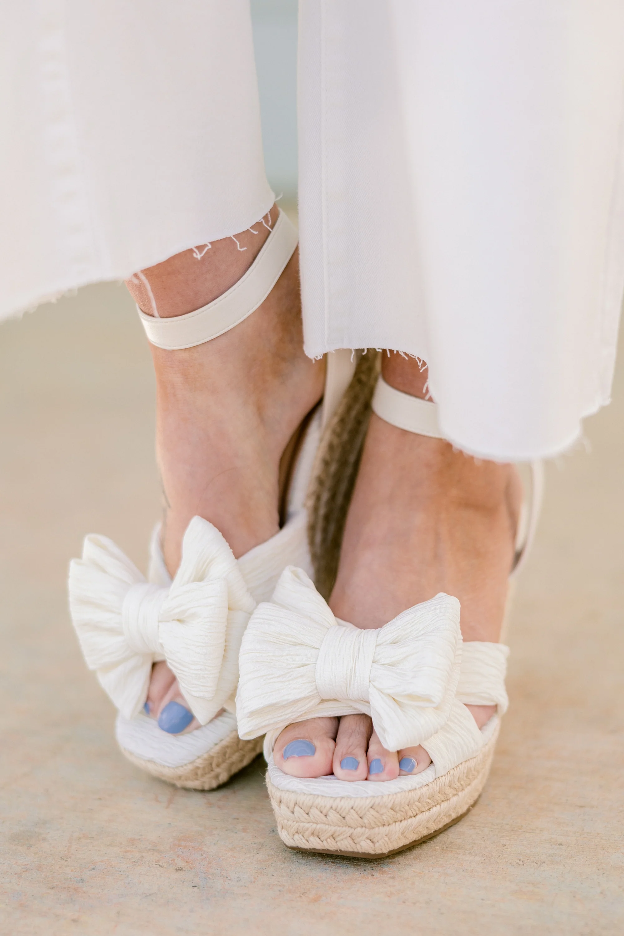 Ribbon Romance Wedges, Ivory - Weilaico