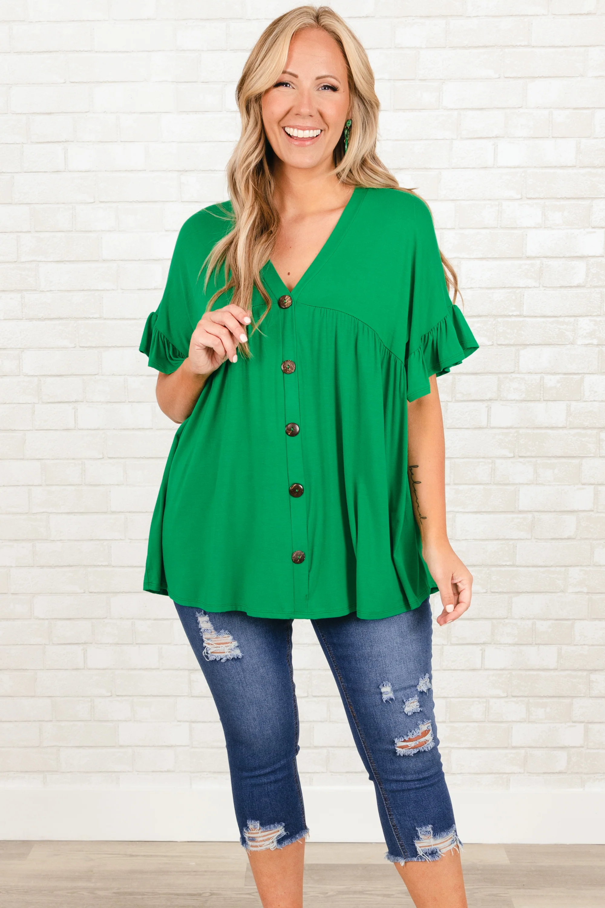 Not Losing Hope Capris, Medium Wash - Weilaico