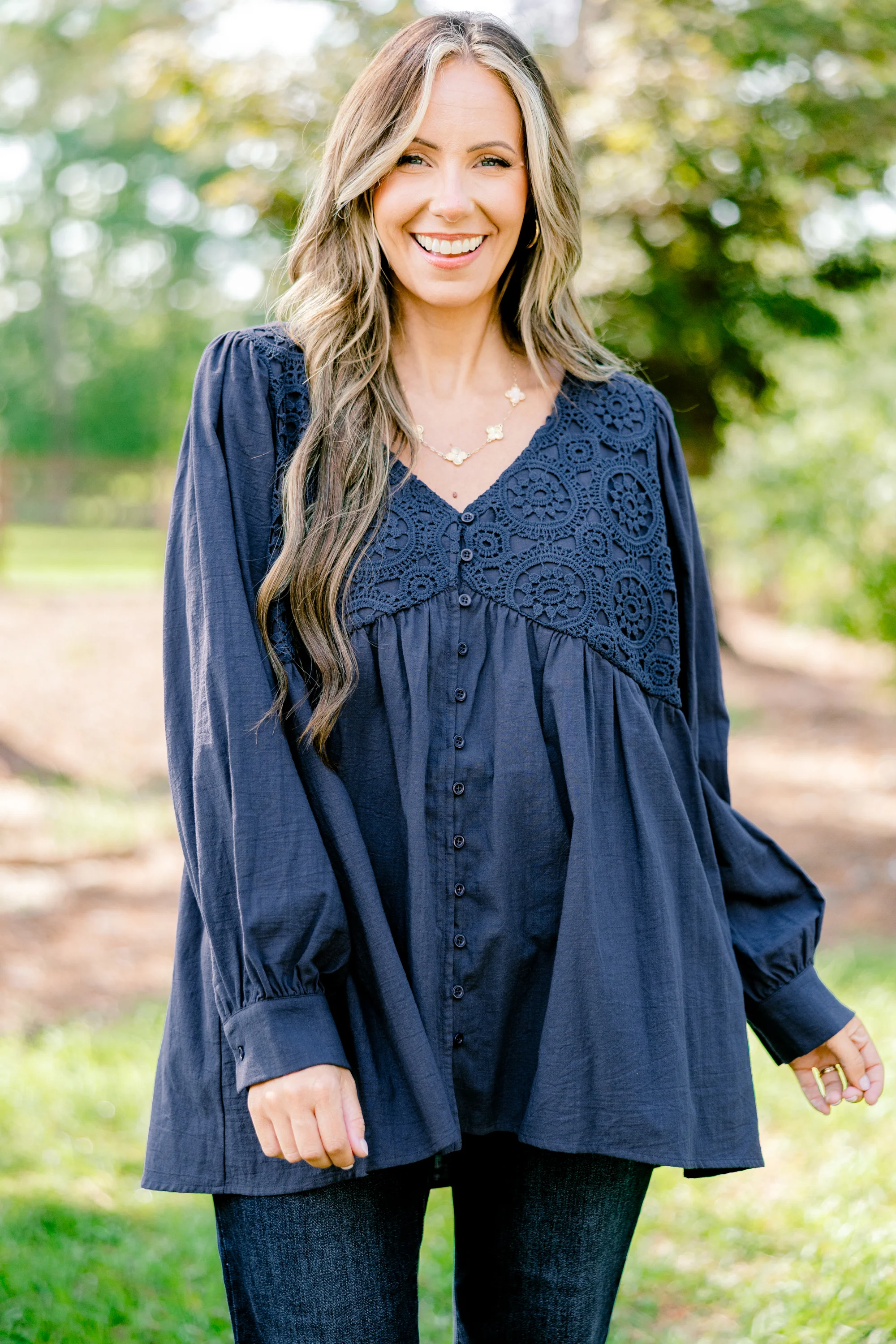 Fireside Stories Top, Blue - Weilaico