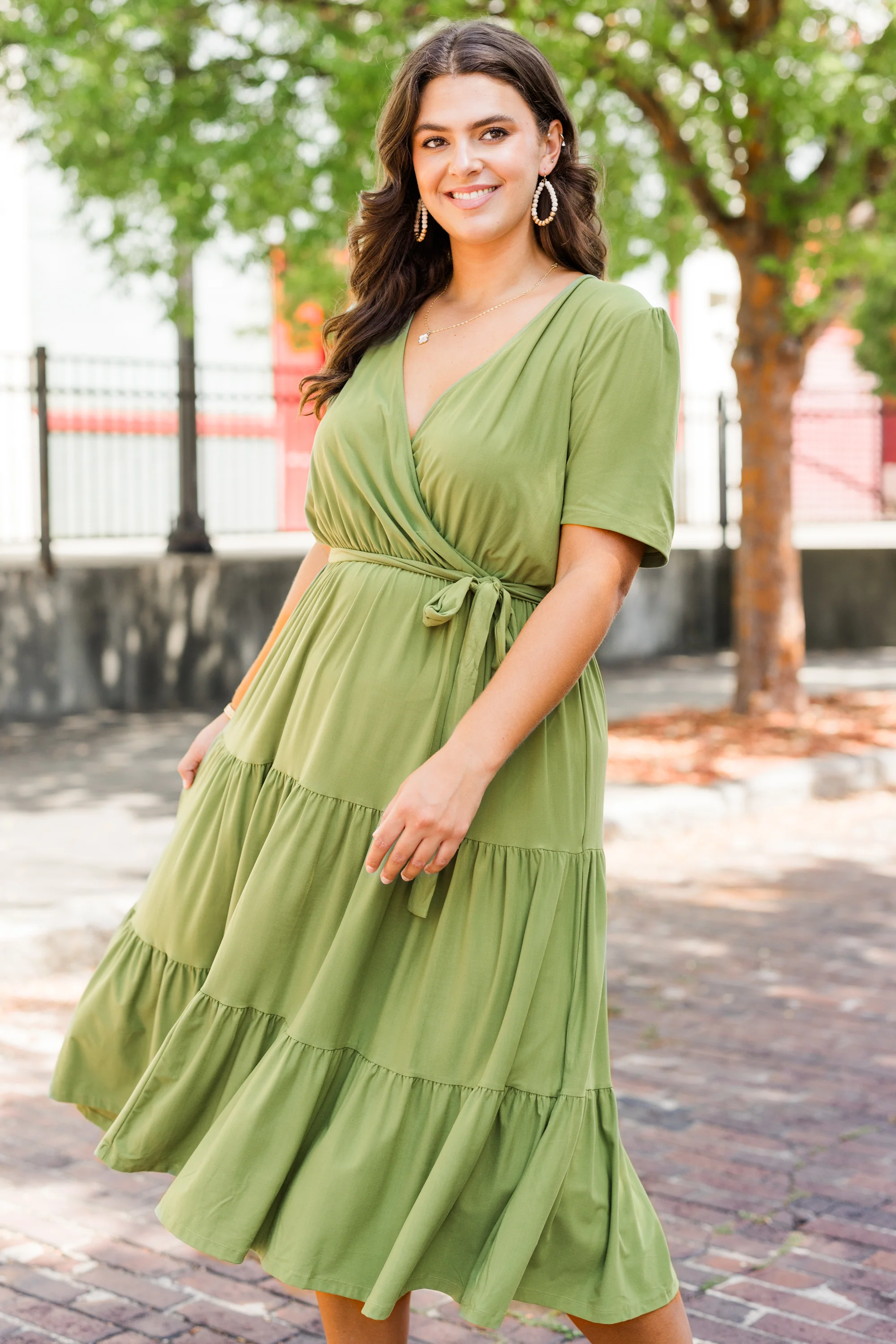 Enchanting Hemline Dress, Green - Weilaico