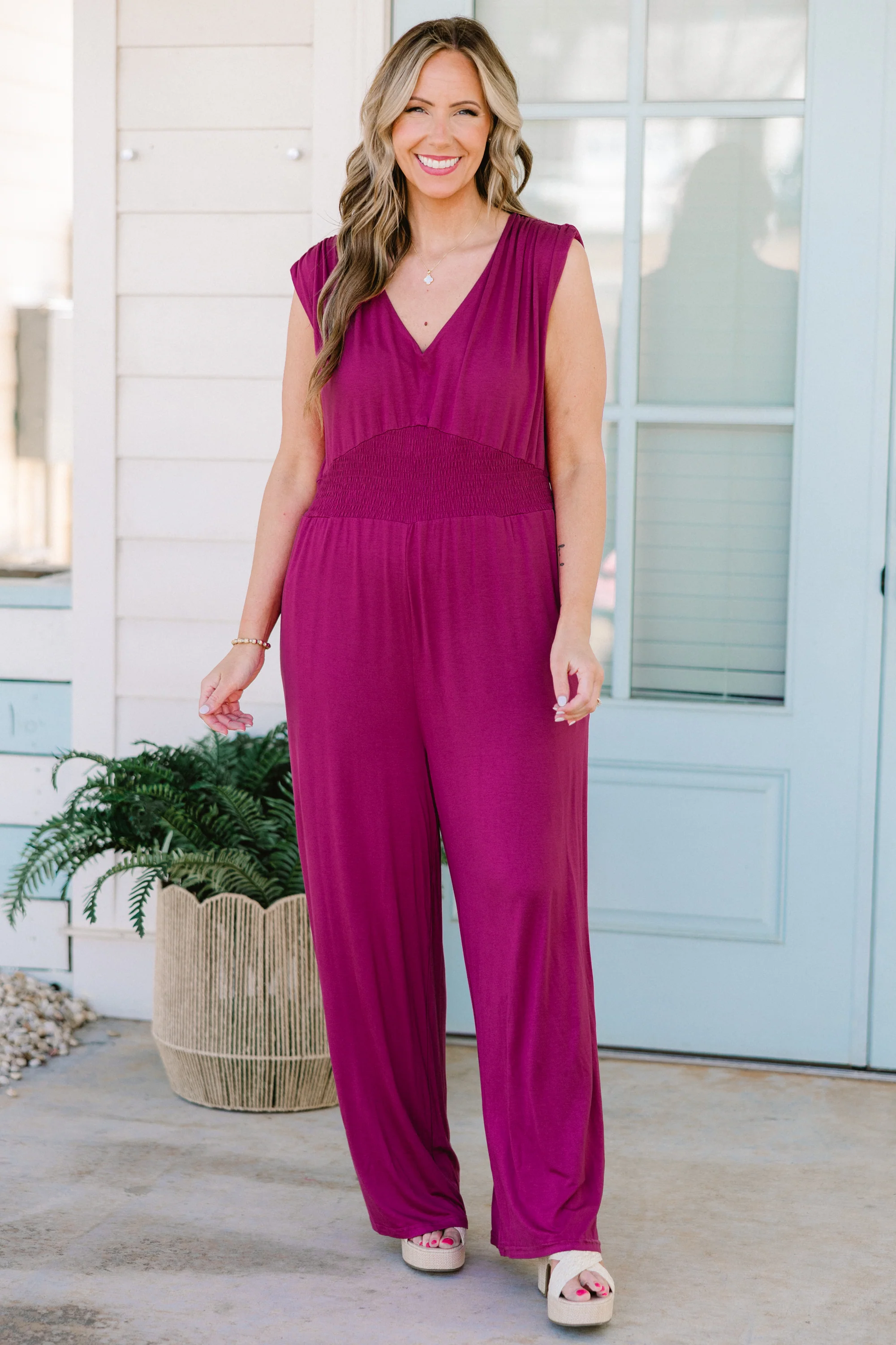 Makin' Me Blush Jumpsuit, Purple - Weilaico