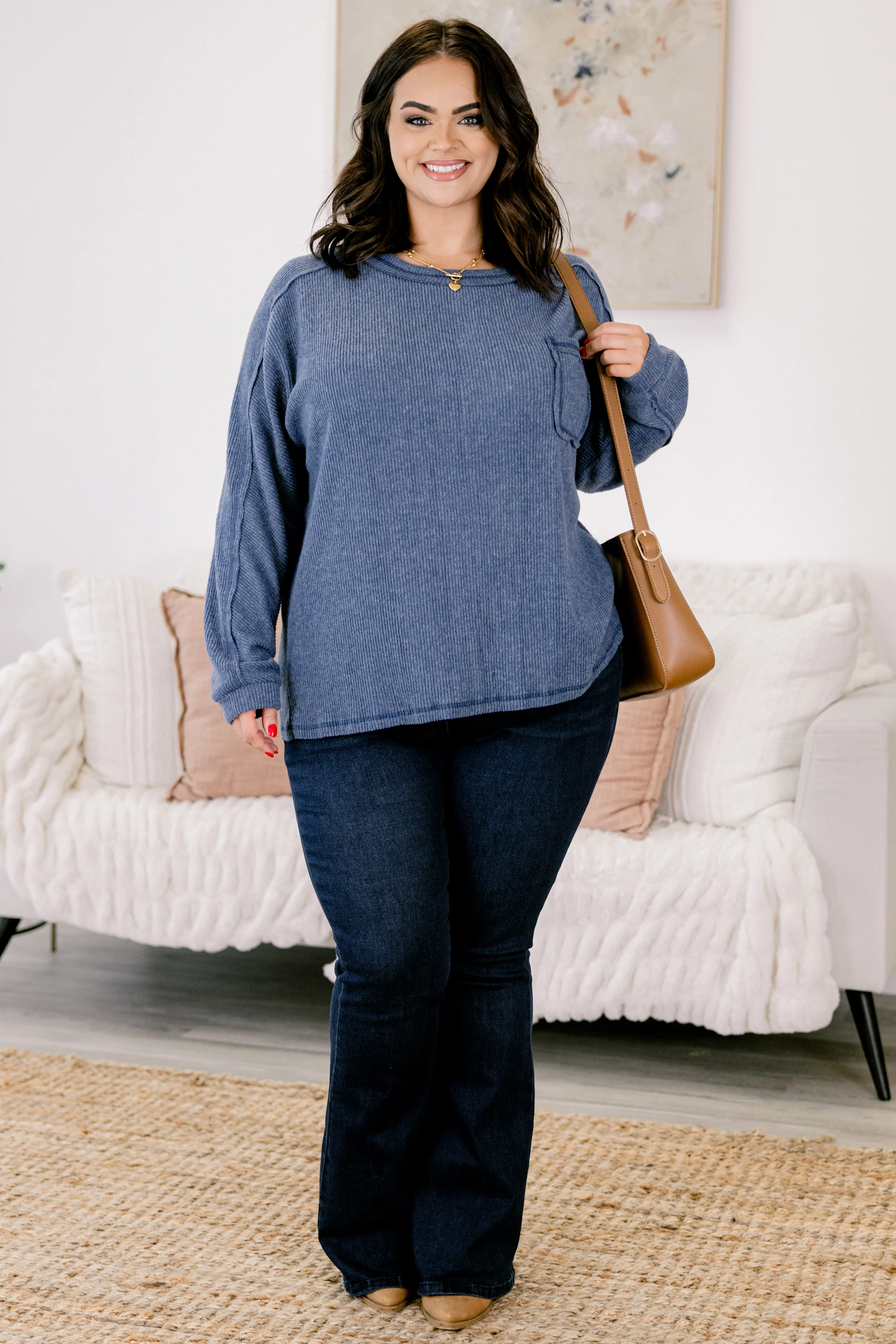 Just Move Along Top, Dusty Blue - Weilaico