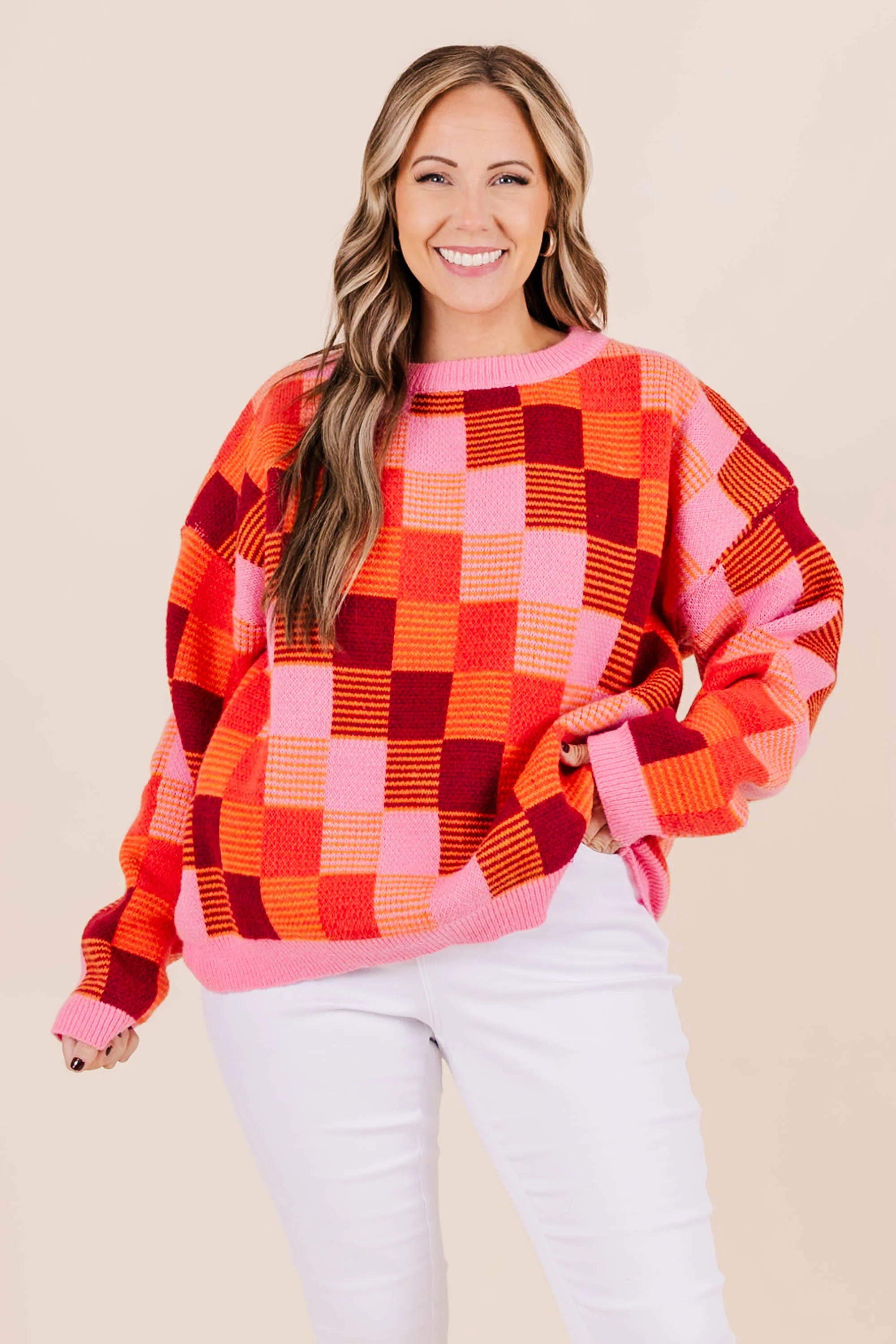 Patchwork Princess Sweater, Pink - Weilaico