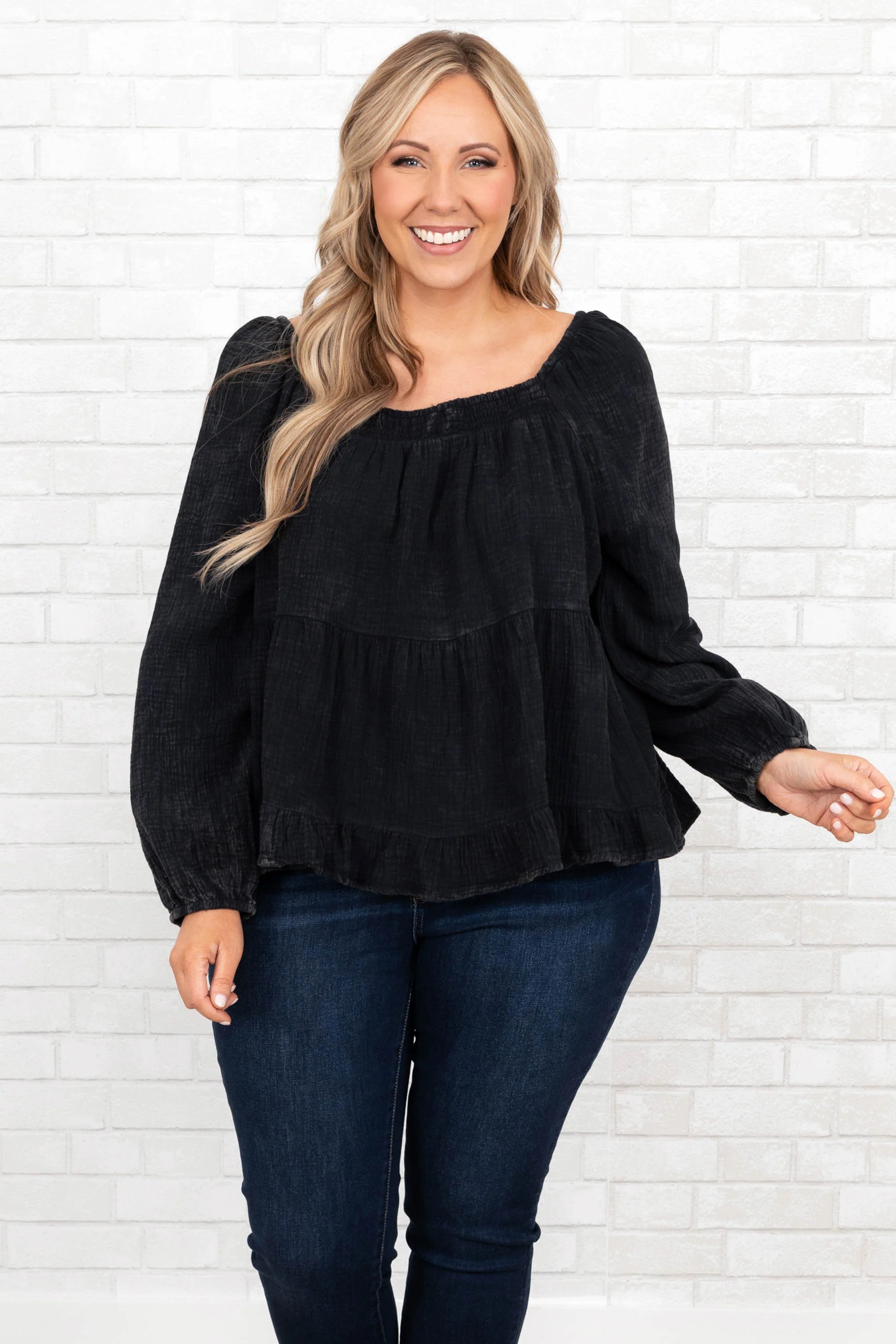 Come Home To Me Top, Black - Weilaico