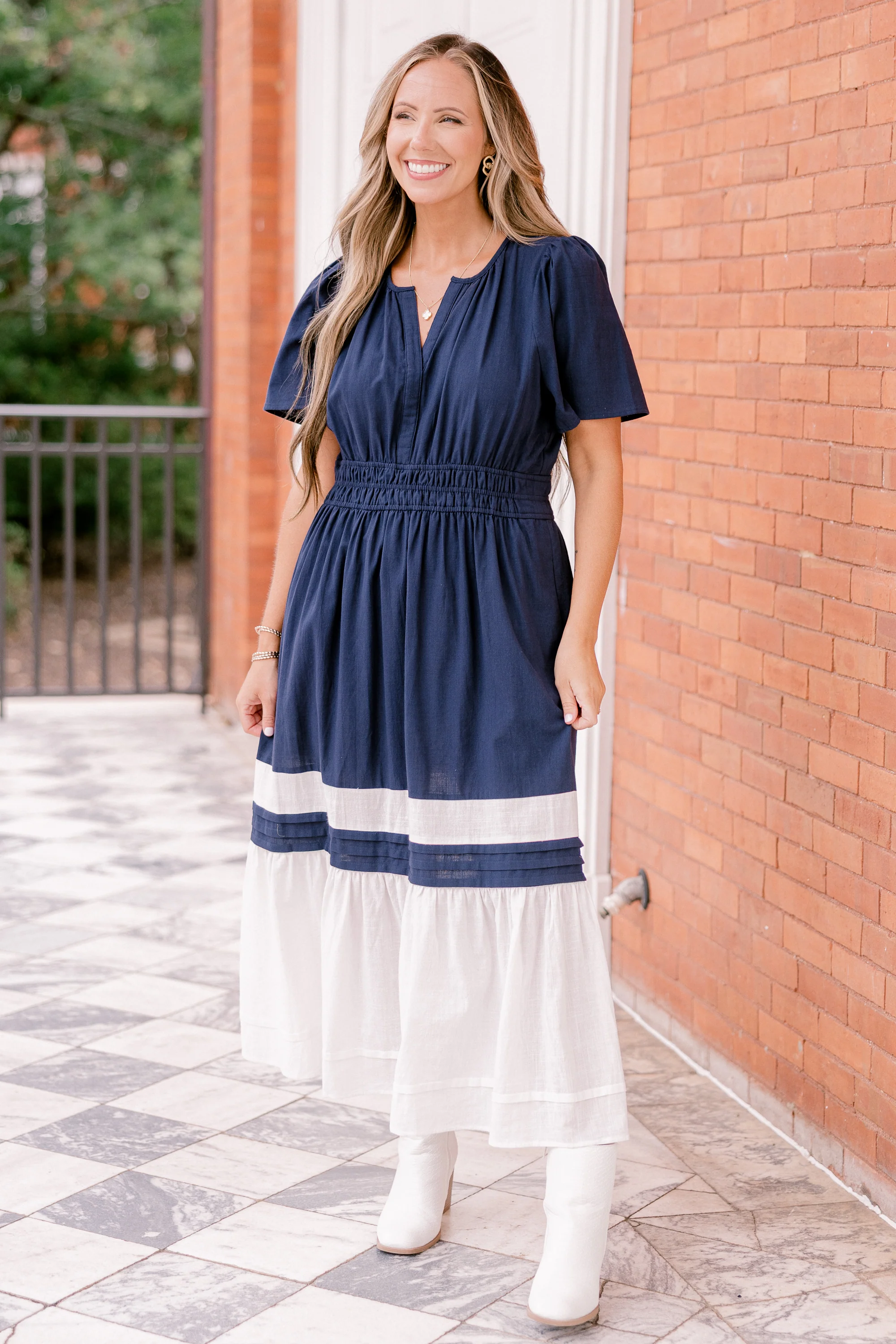 Wish Me Joy Dress, Navy - Weilaico