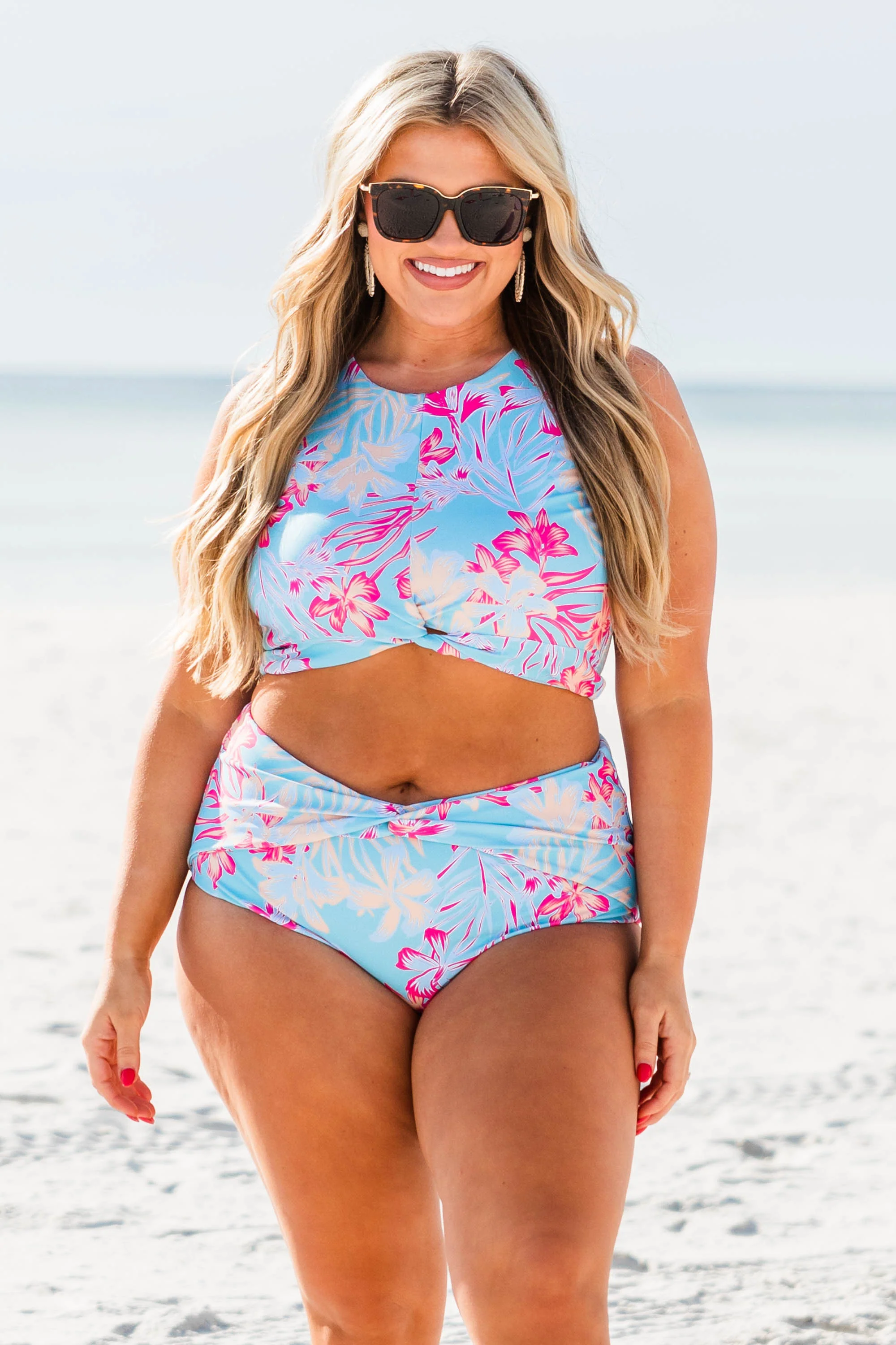 Swim With Me Swim Top, Blue Tropical - Weilaico