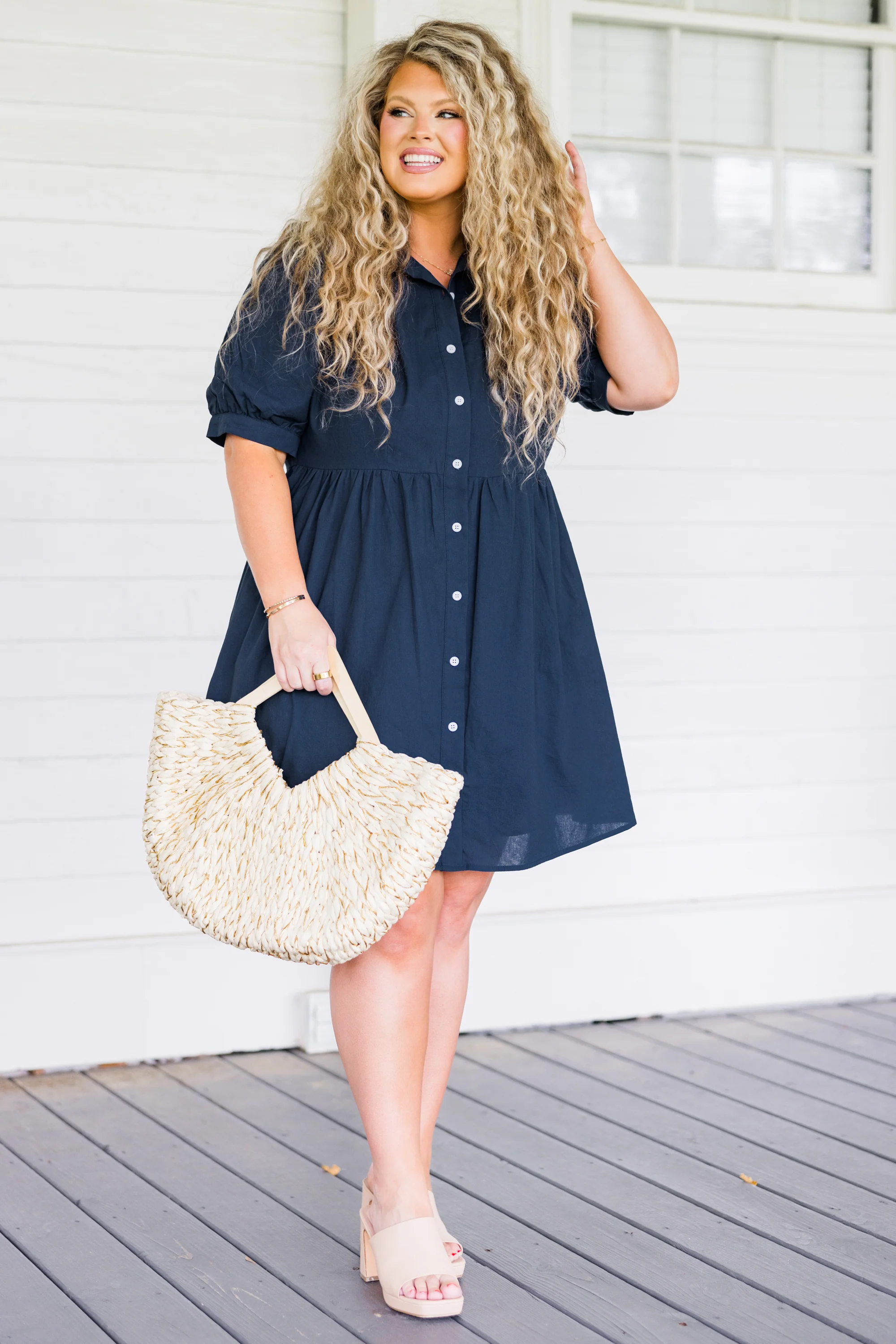 Destined To Impress Dress, Navy - Weilaico