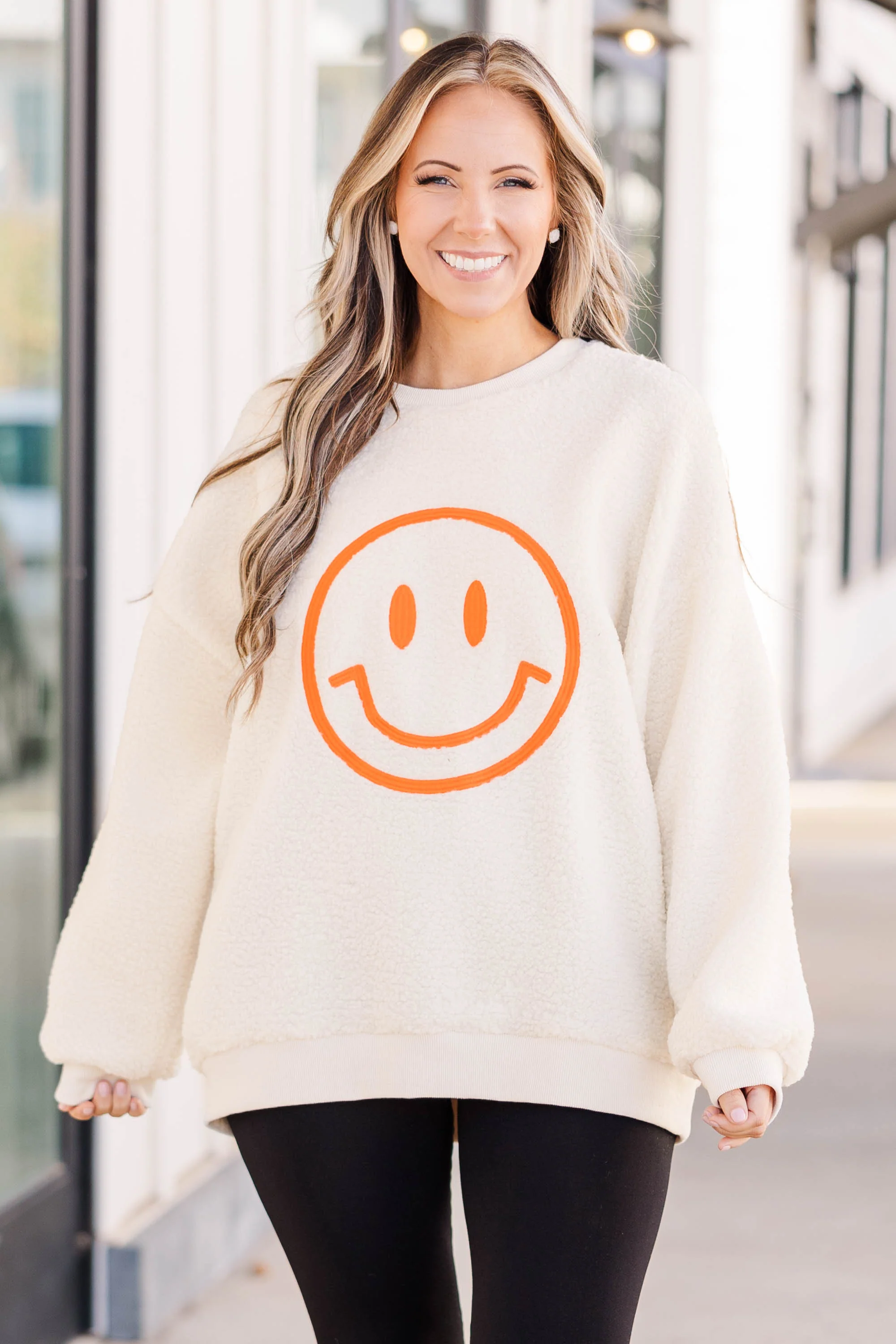 All Smiles Pullover, Cream - Weilaico